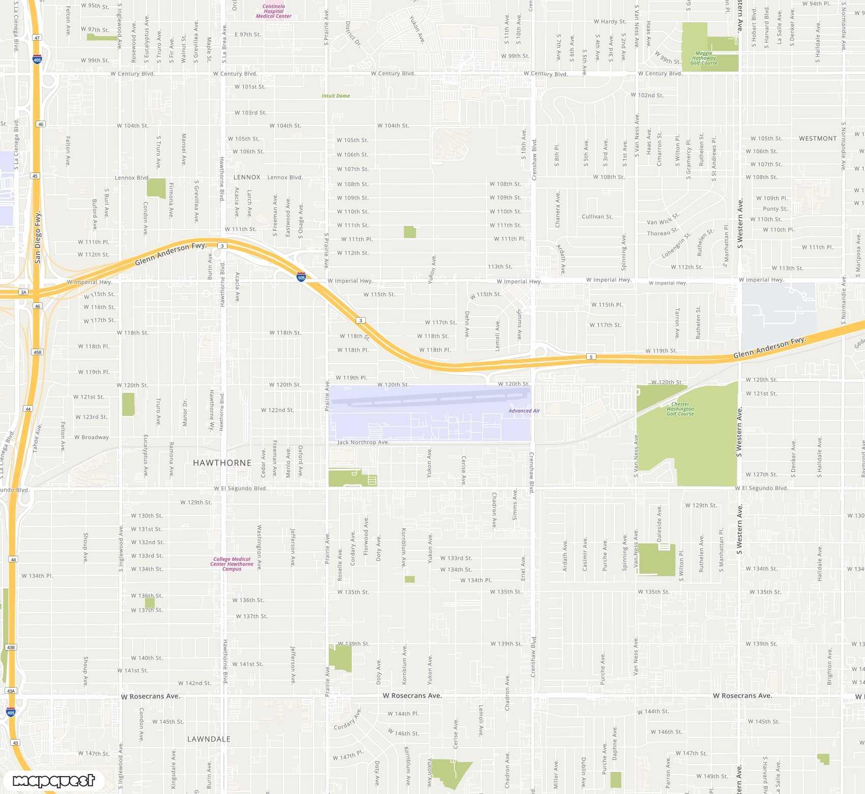 Carte de <span>Aéroport de </span>Jack Northrop Field Hawthorne Municipal<span>(HHR)</span>