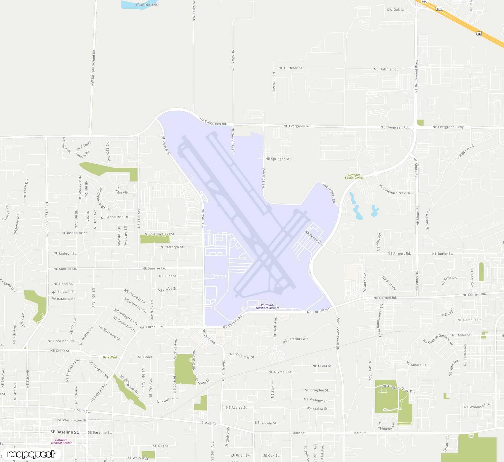 Carte de <span>Aéroport de </span>Portland Hillsboro<span>(HIO)</span>