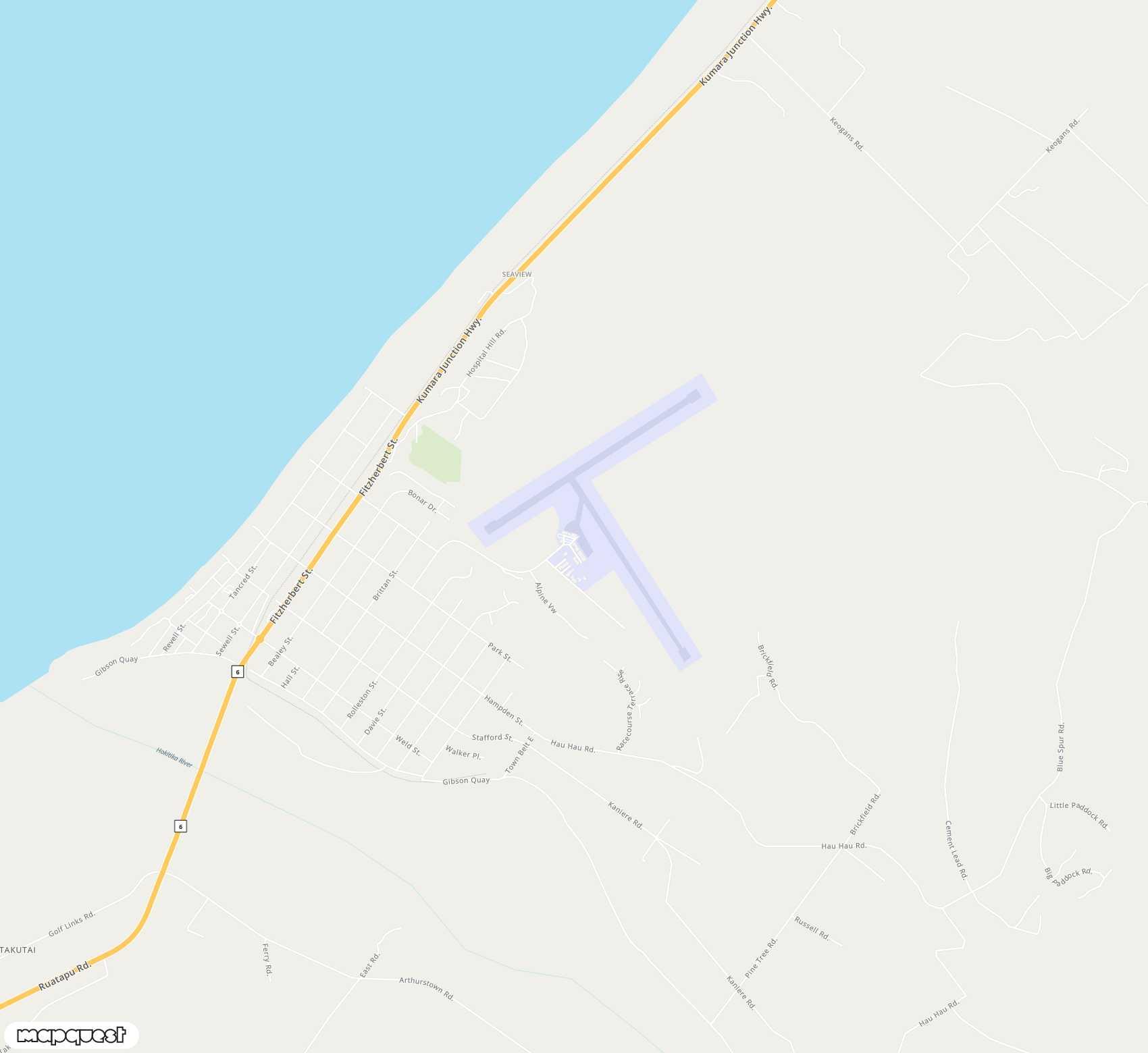 Carte de Hokitika Airfield <span>airport (HKK)</span>