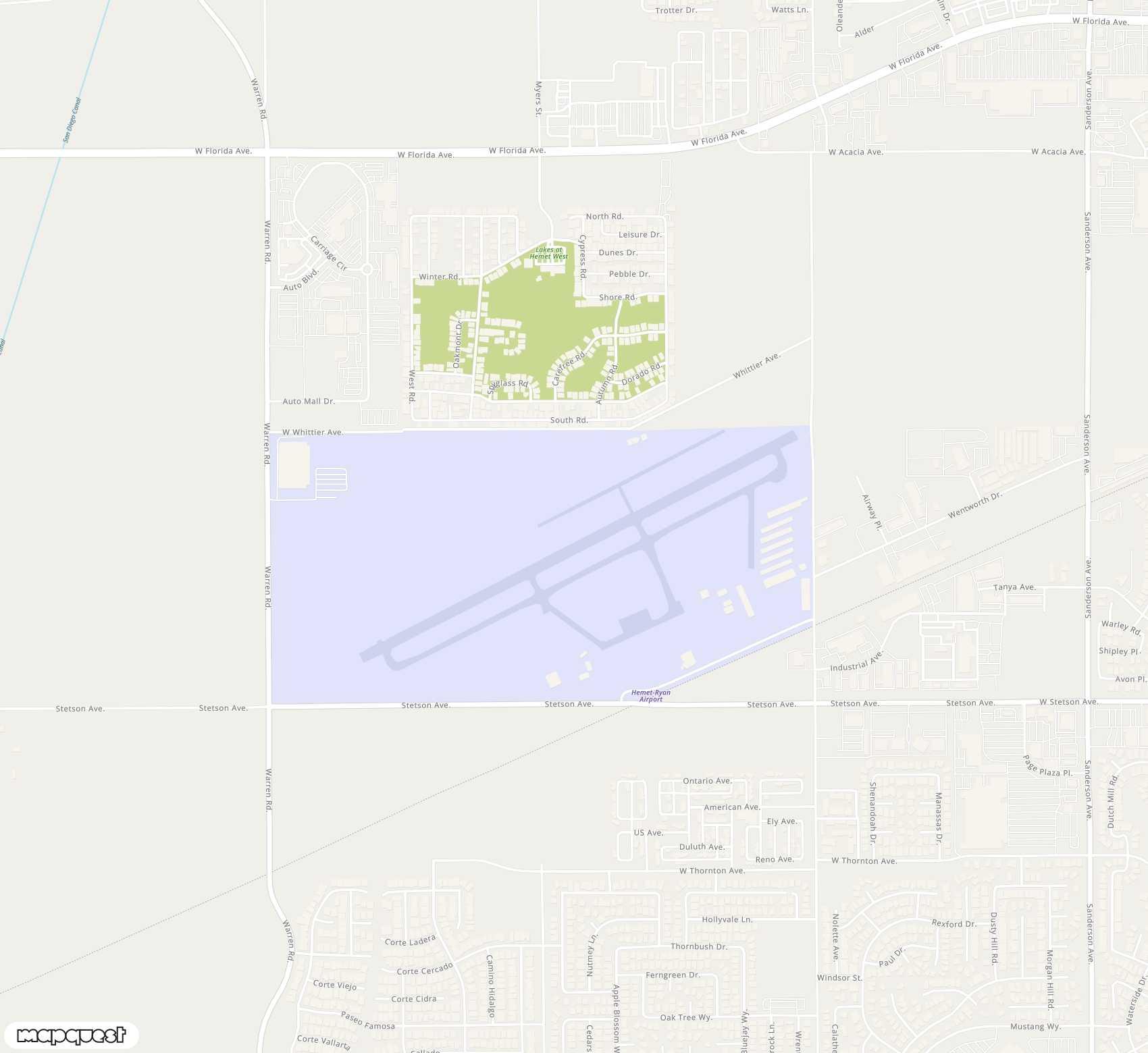 Carte de <span>Aérodrome de </span>Hemet Ryan<span>(HMT)</span>