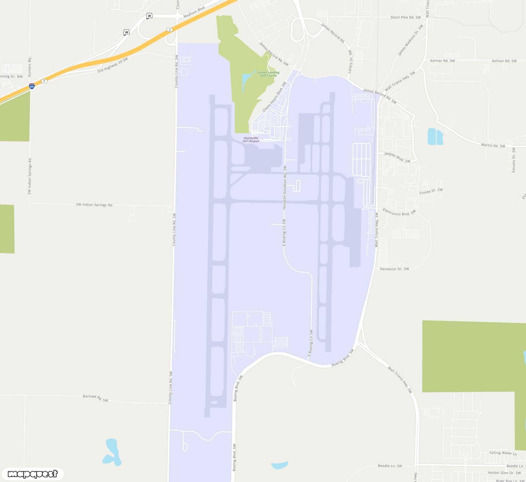 Carte de <span>Aéroport de </span>Huntsville Carl T Jones Field<span>(HSV)</span>
