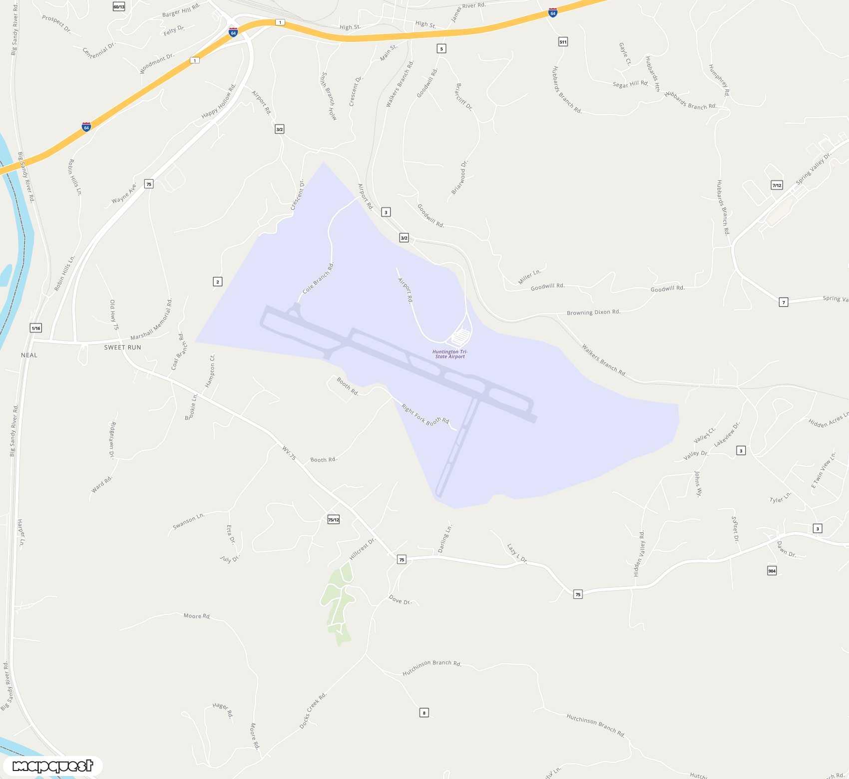 Carte de Tri-State/Milton J. Ferguson Field <span>airport (HTS)</span>