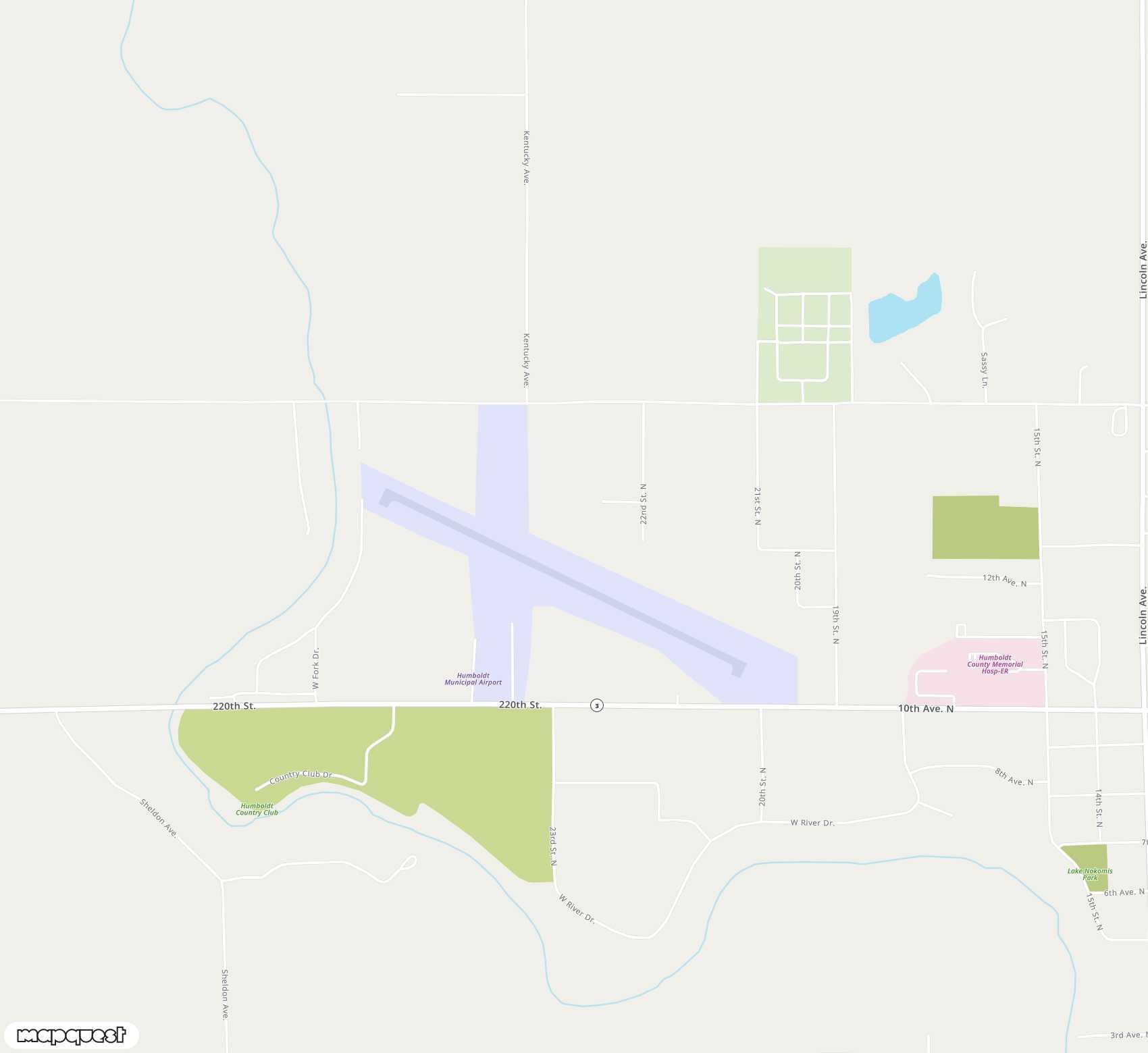 Carte de <span>Aérodrome de </span>Humboldt Municipal<span>(HUD)</span>