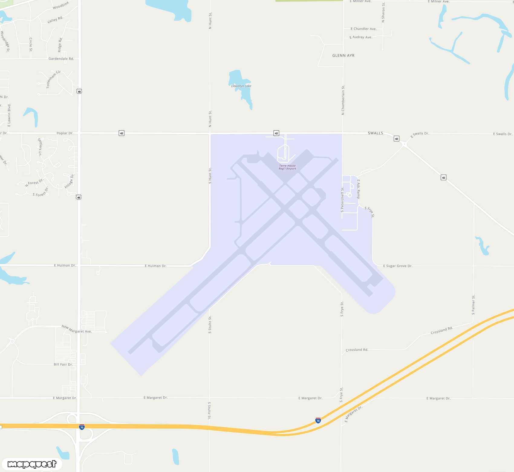 Carte de <span>Aéroport de </span>Terre Haute Regional, Hulman Field<span>(HUF)</span>