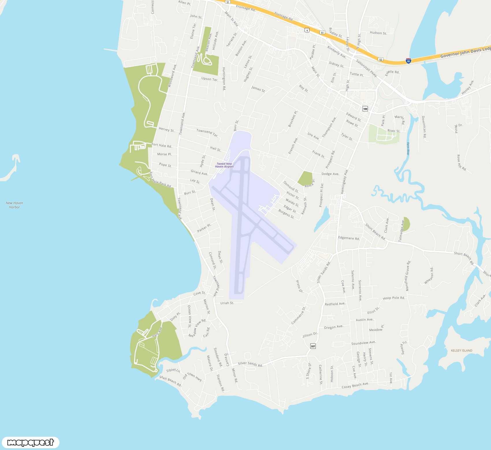 Carte de <span>Aéroport de </span>Tweed New Haven<span>(HVN)</span>