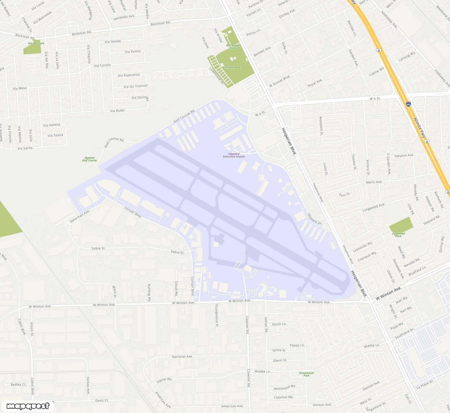 Carte de <span>Aérodrome de </span>Hayward Executive<span>(HWD)</span>