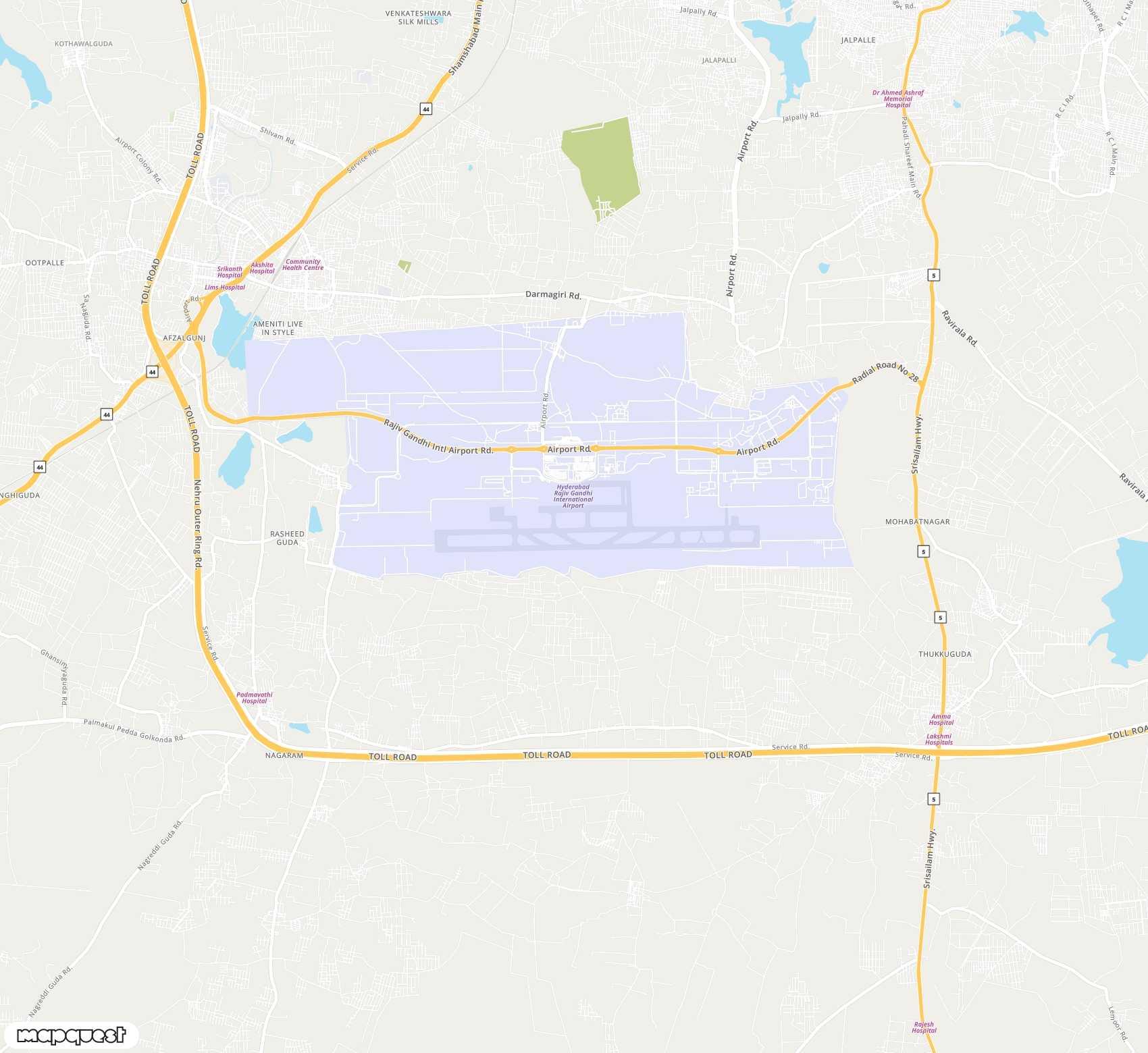 Carte de Rajiv Gandhi <span>international airport (HYD)</span>