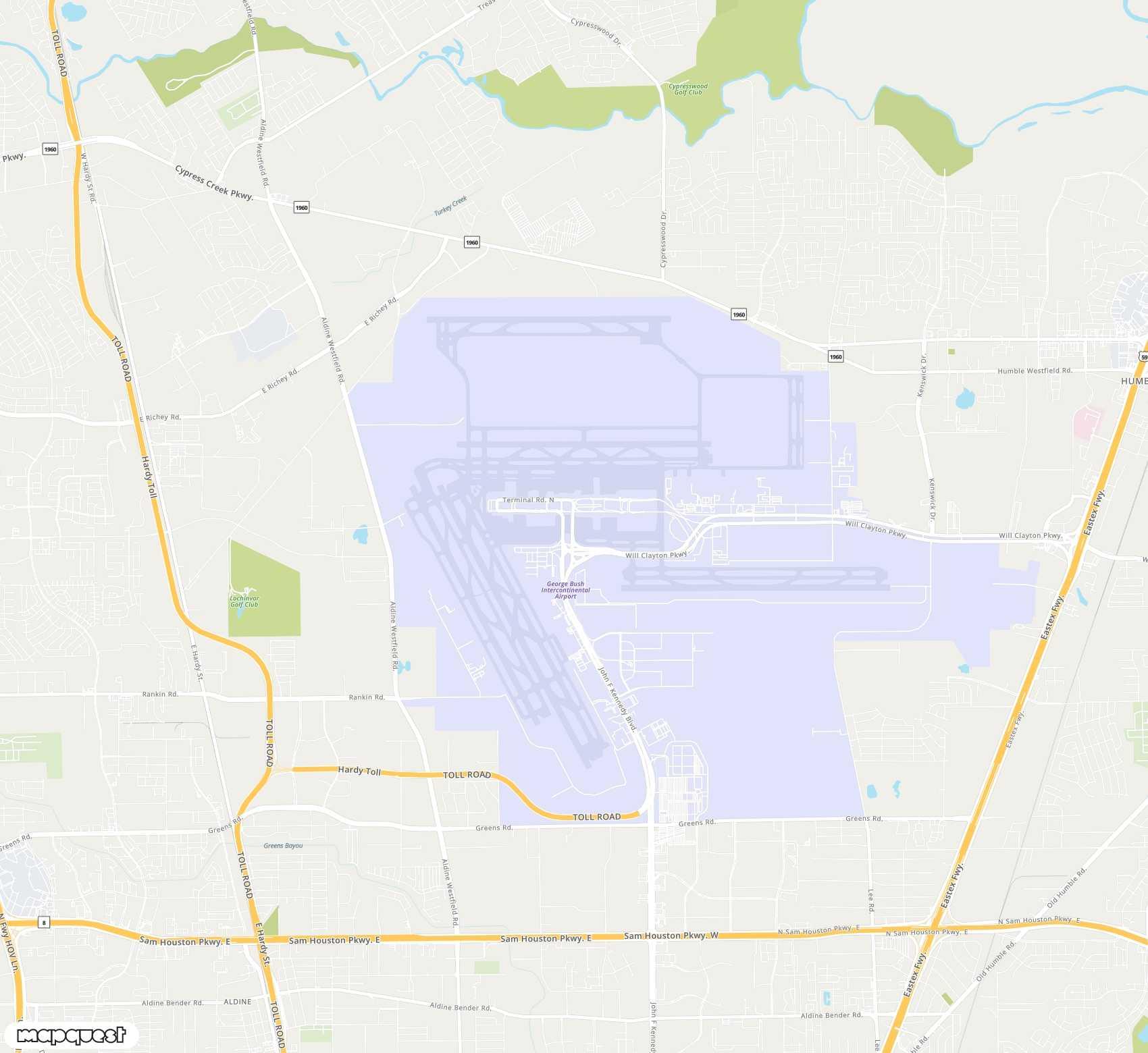 Carte de <span>Aéroport international de </span>George Bush Intercontinental Houston<span>(IAH)</span>