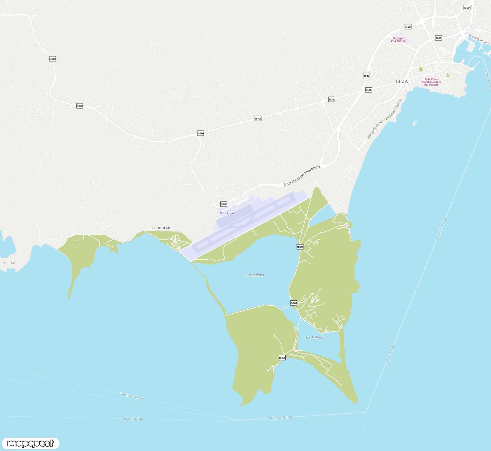 Carte de <span>Aéroport international de </span>Ibiza<span>(IBZ)</span>