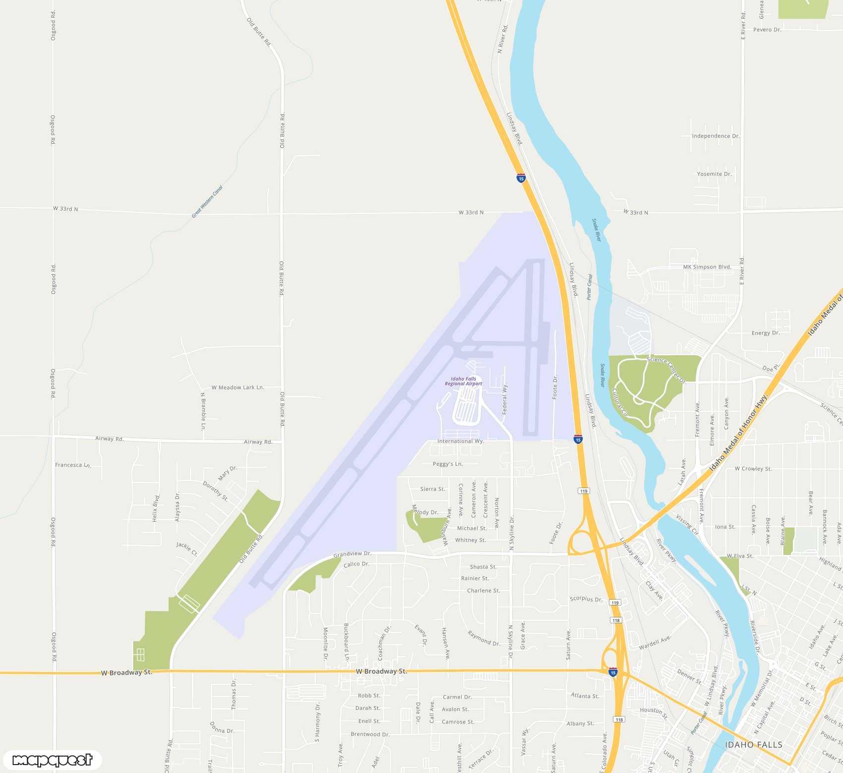 Carte de Idaho Falls Regional <span>airport (IDA)</span>