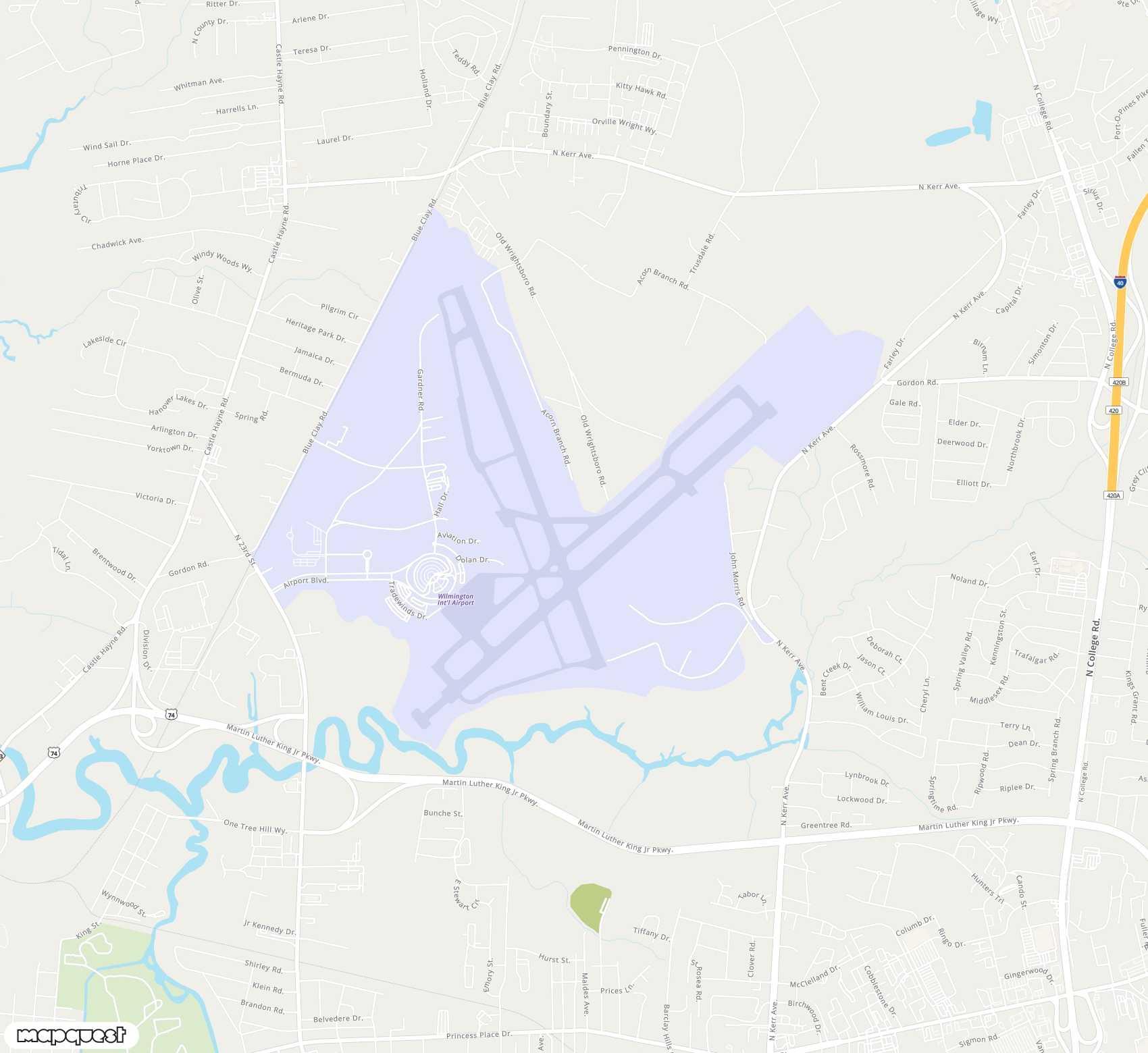 Carte de <span>Aéroport de </span>Wilmington<span>(ILM)</span>