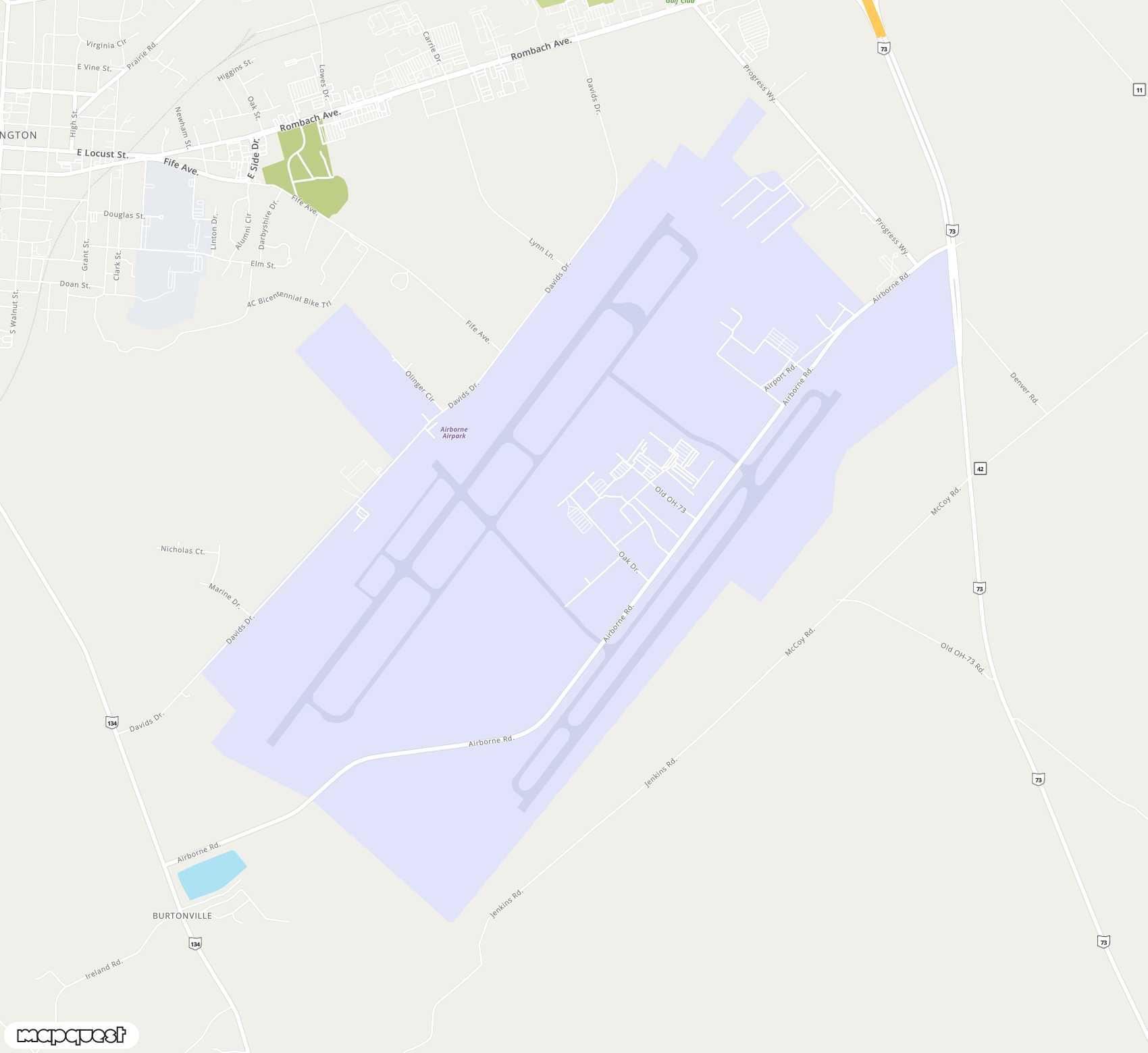 Carte de Wilmington Airpark <span>airport (ILN)</span>