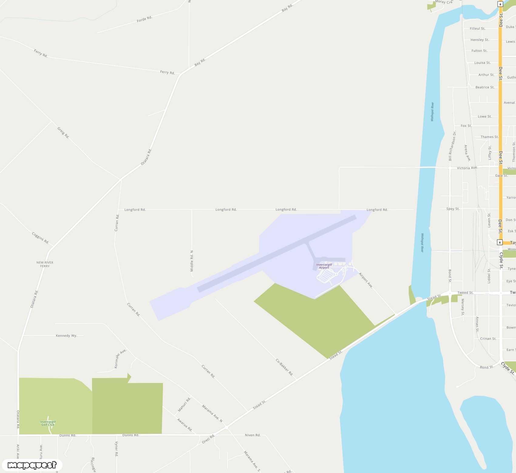 Carte de Invercargill <span>airport (IVC)</span>