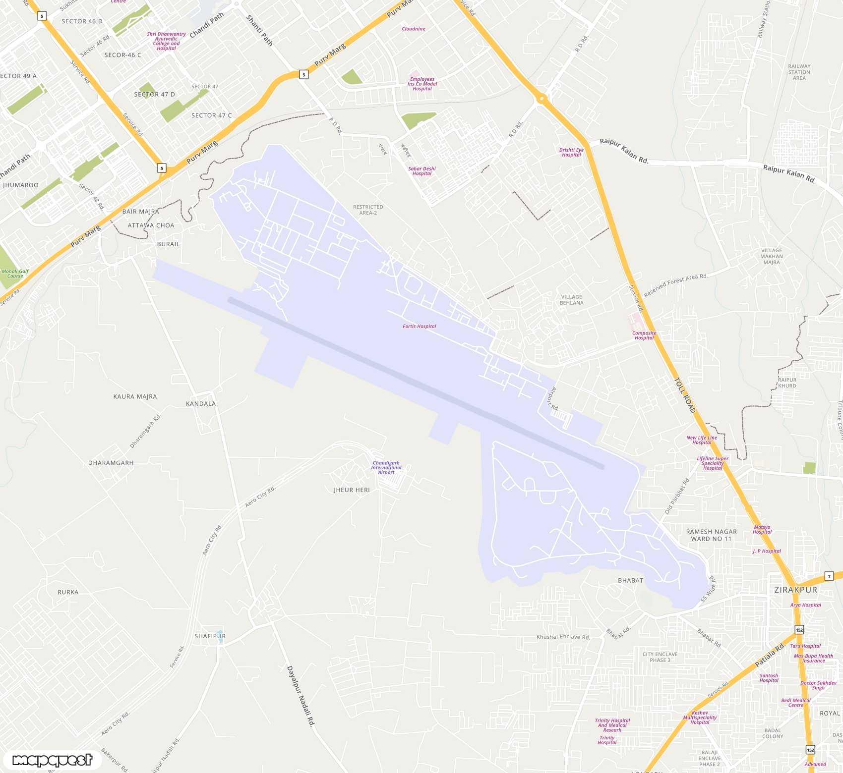 Carte de Chandigarh <span>airport (IXC)</span>