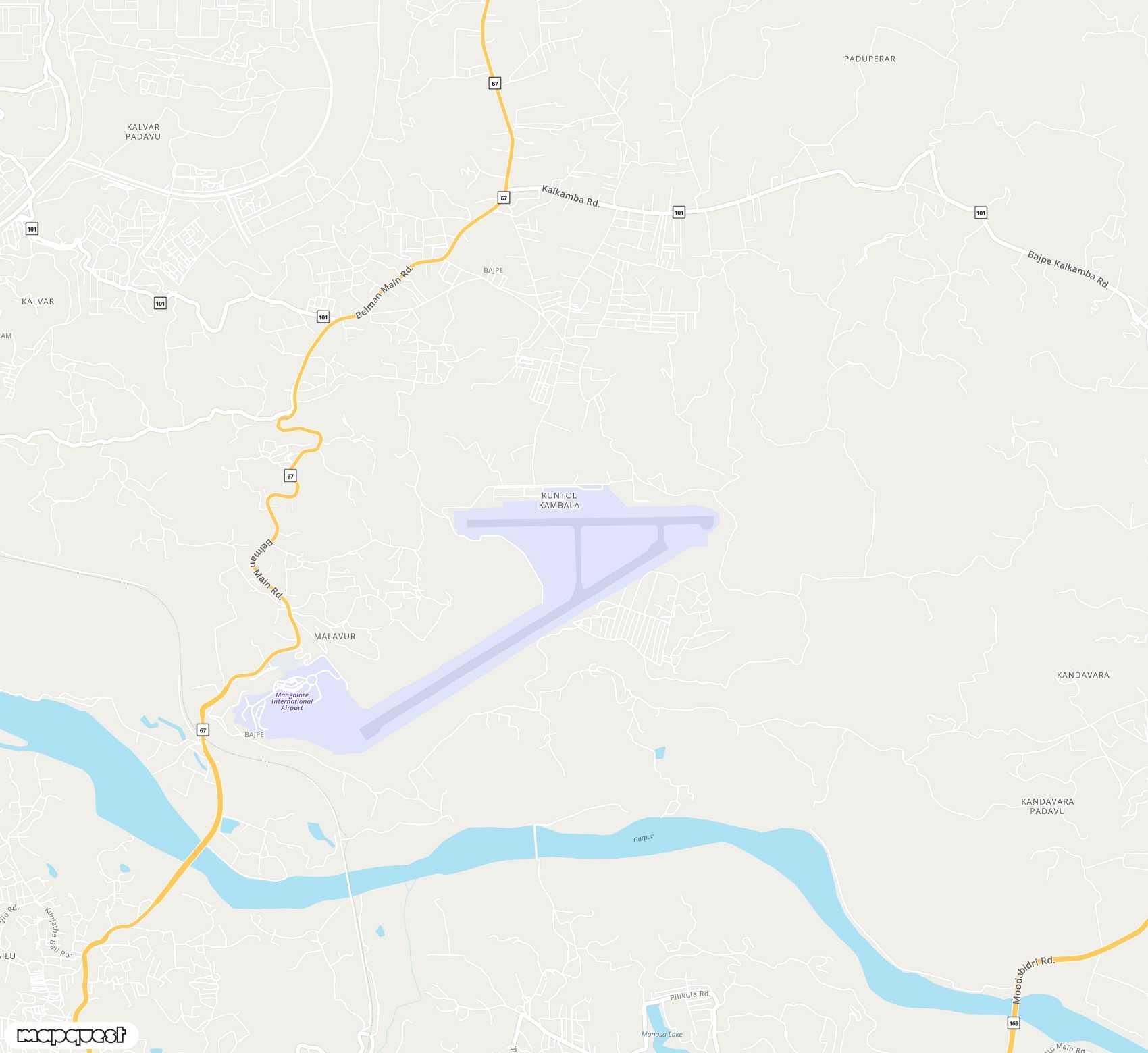Carte de Mangalore <span>airport (IXE)</span>