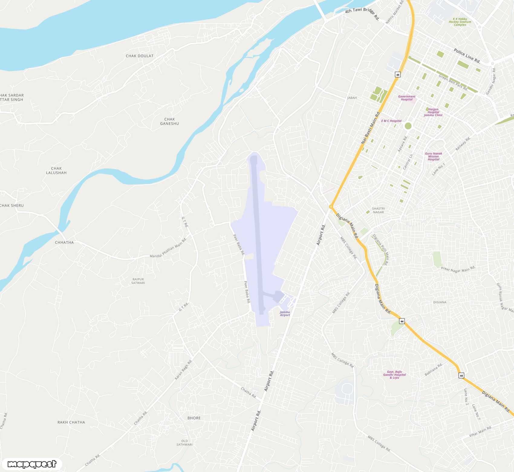 Carte de Jammu <span>airport (IXJ)</span>