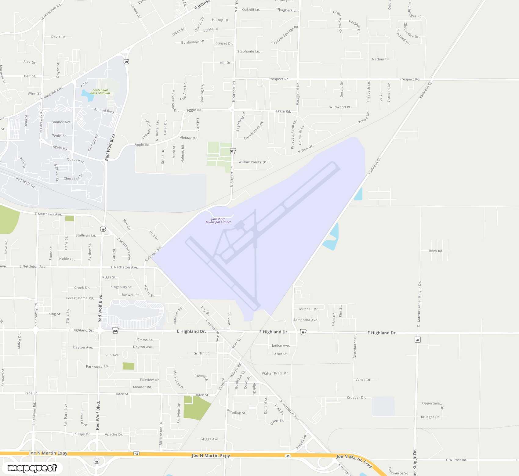 Carte de <span>Aéroport de </span>Jonesboro Municipal<span>(JBR)</span>