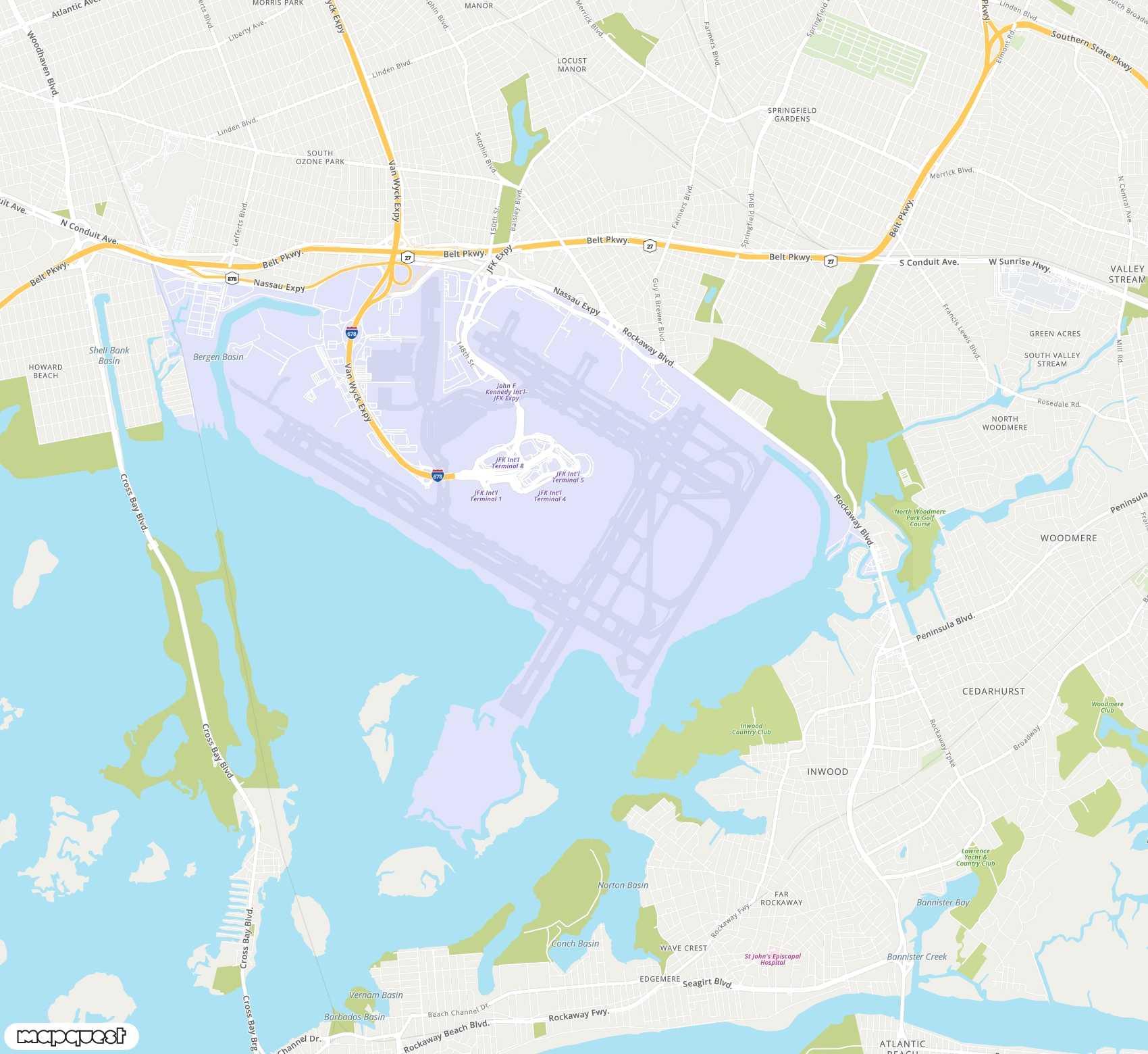 Carte de John F Kennedy <span>international airport (JFK)</span>