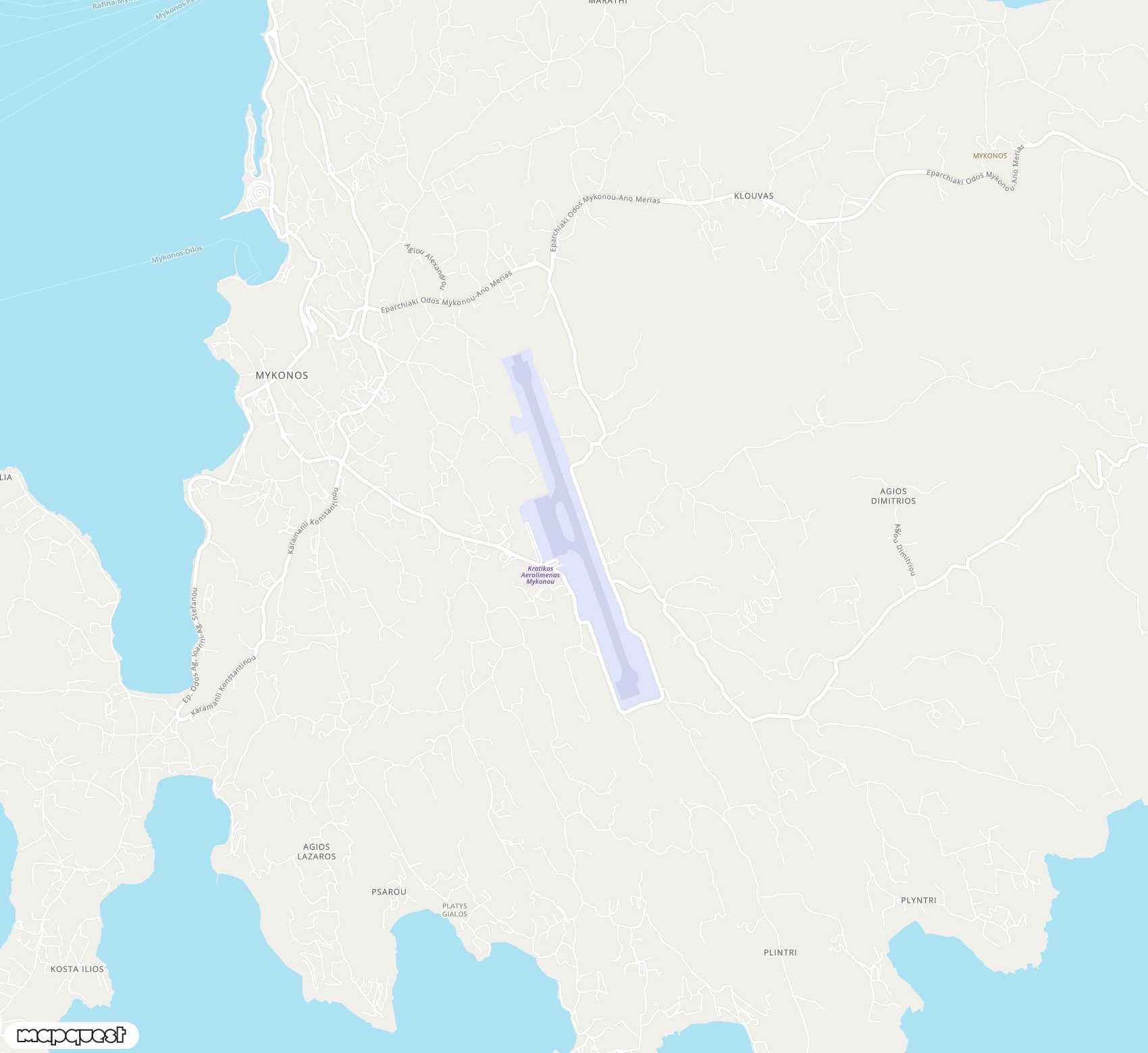 Carte de Mikonos <span>airport (JMK)</span>
