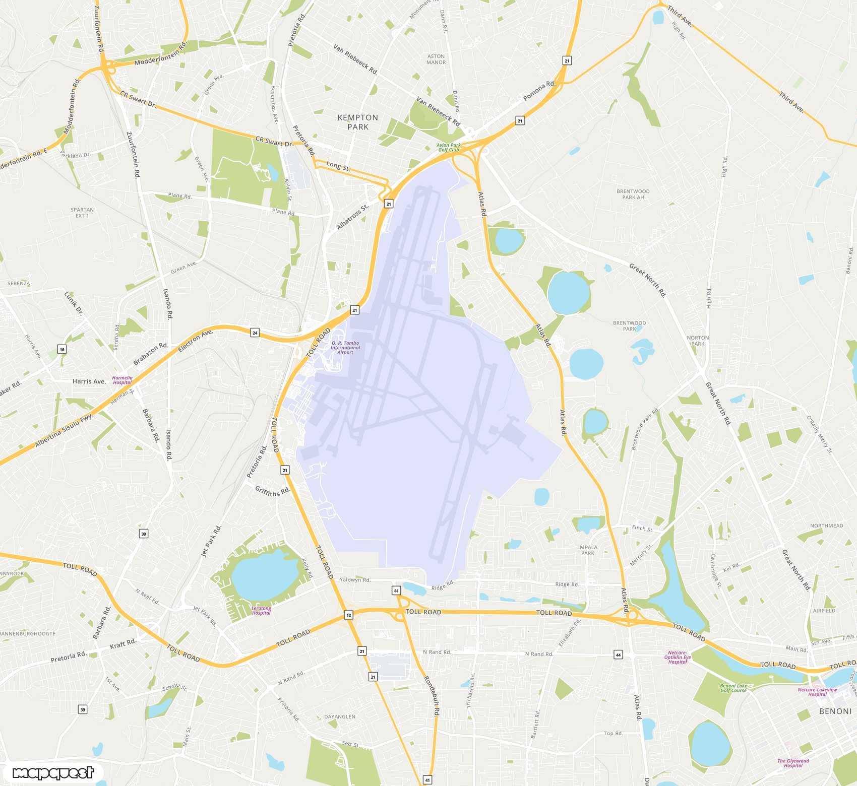 Carte de OR Tambo <span>international airport (JNB)</span>