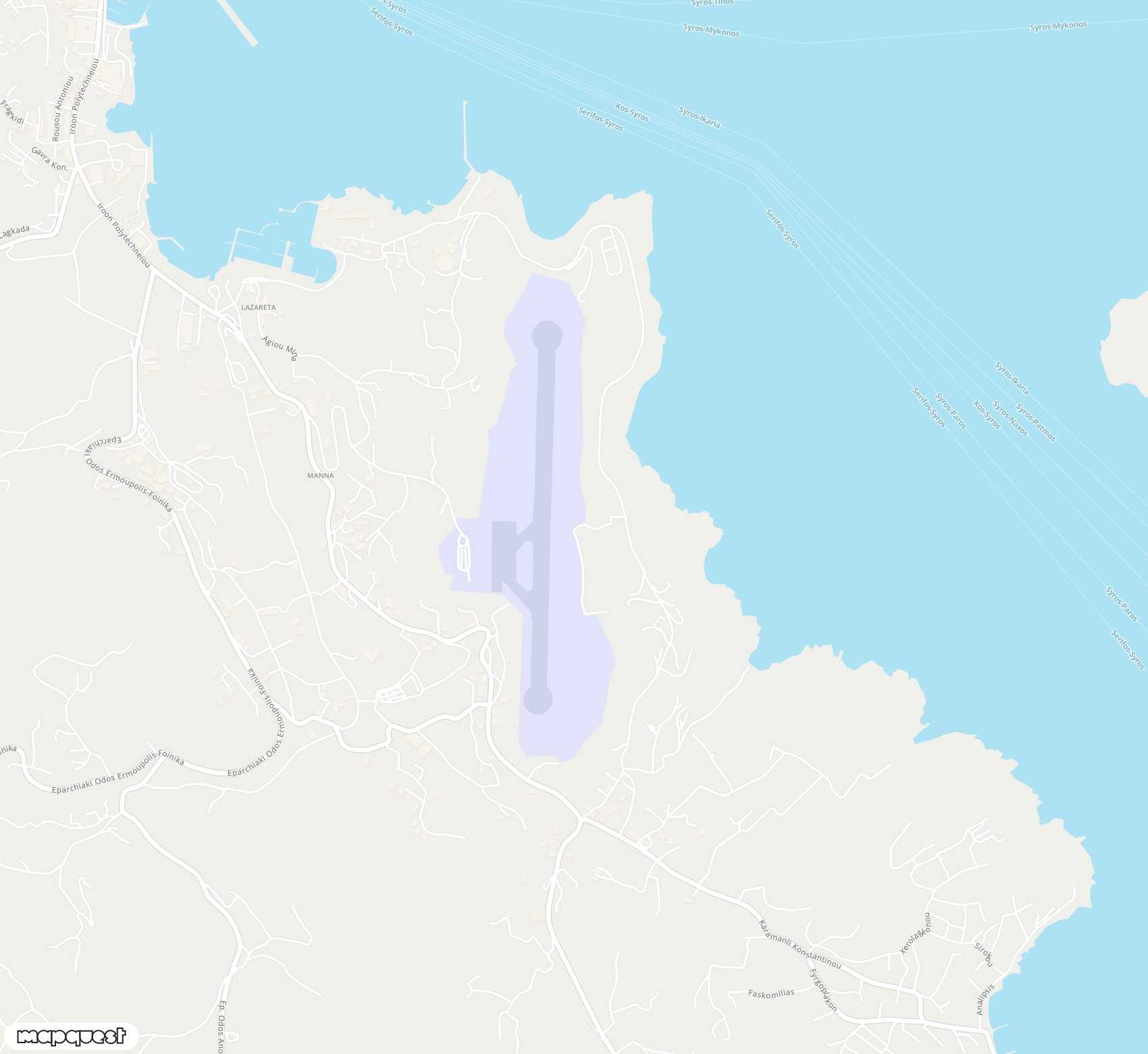 Carte de <span>Aérodrome de </span>Syros<span>(JSY)</span>