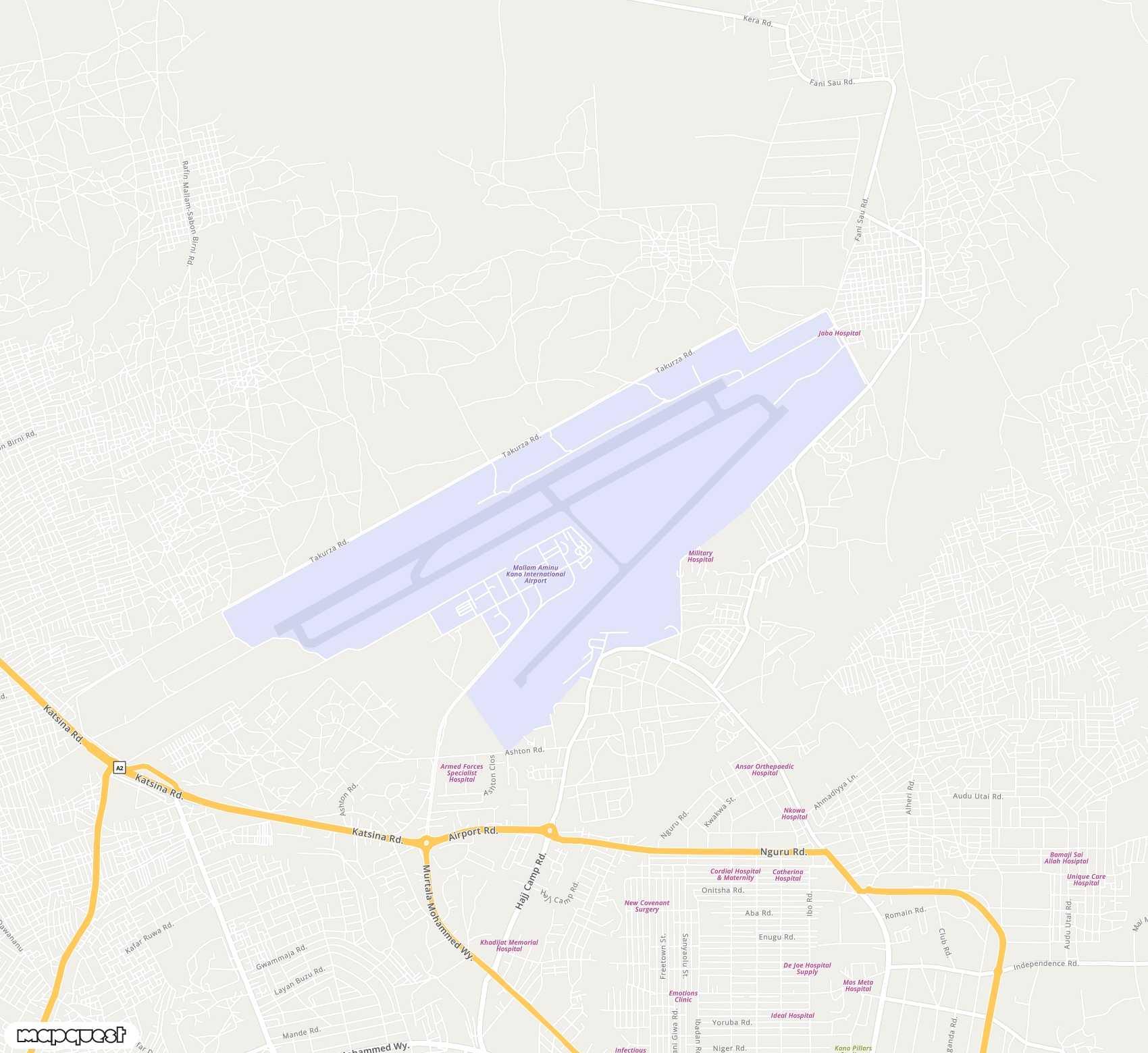 Carte de Mallam Aminu <span>airport (KAN)</span>