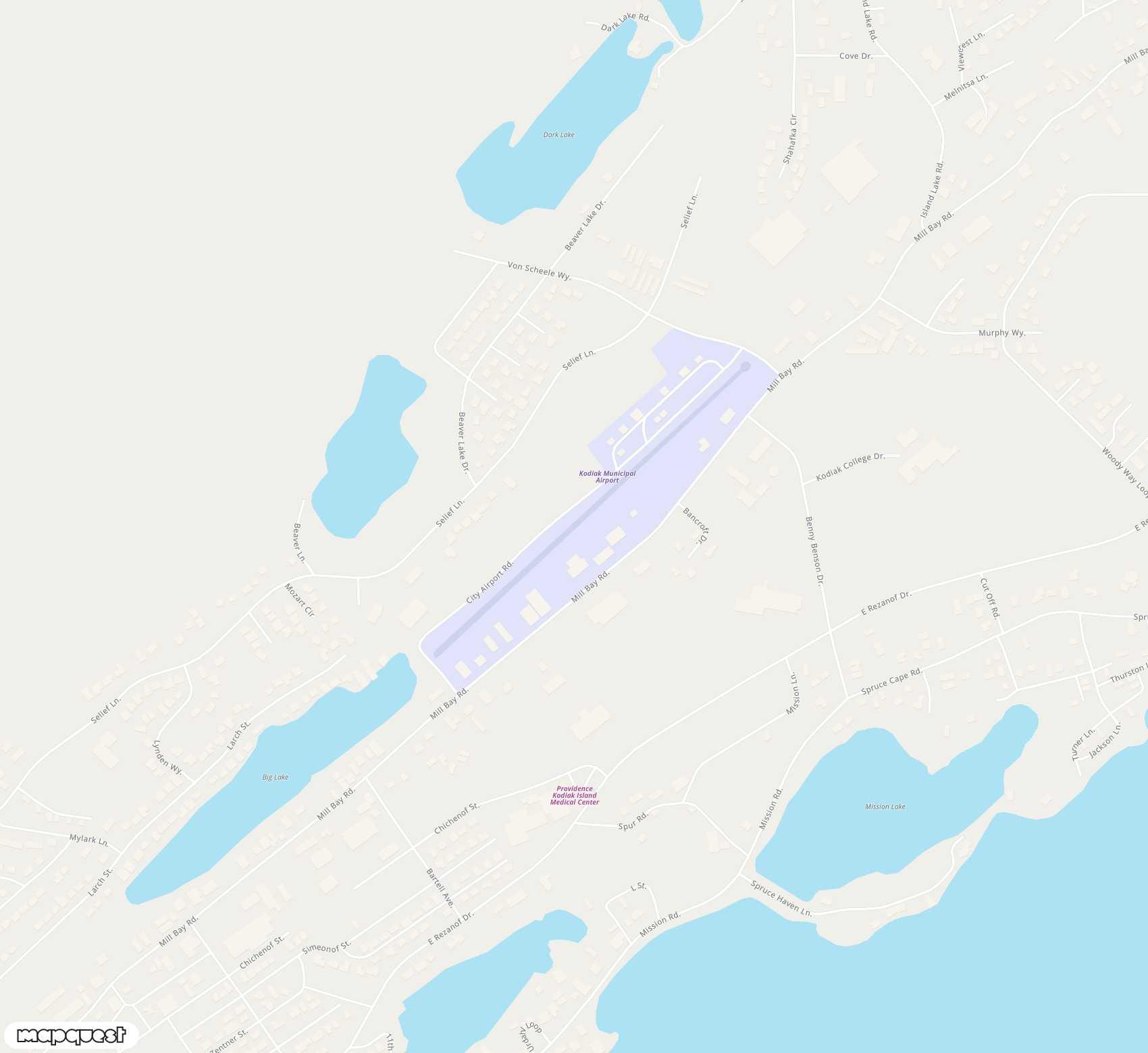 Carte de <span>Aérodrome de </span>Kodiak Municipal<span>(KDK)</span>