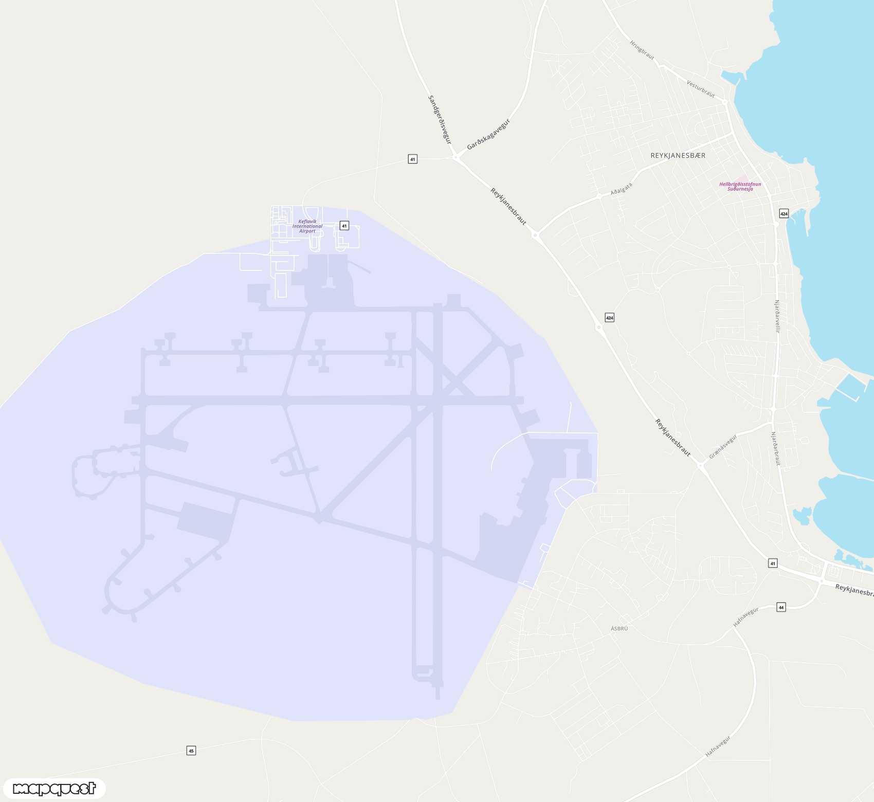 Carte de Keflavik <span>international airport (KEF)</span>