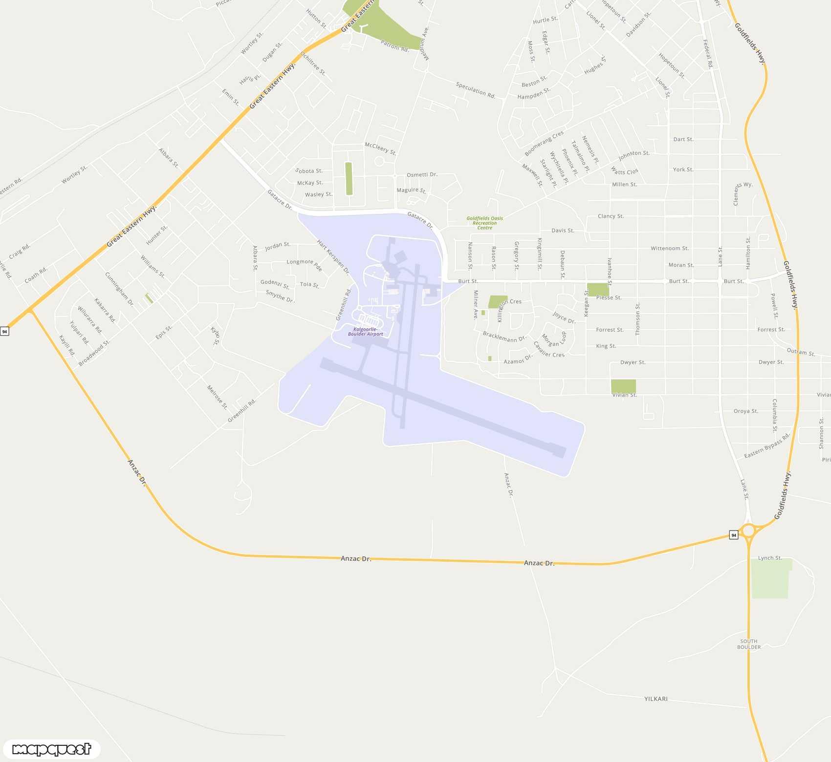 Carte de Kalgoorlie Boulder <span>airport (KGI)</span>