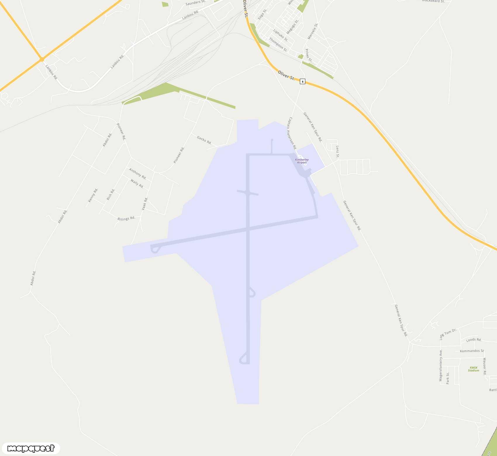 Carte de Kimberley <span>airport (KIM)</span>