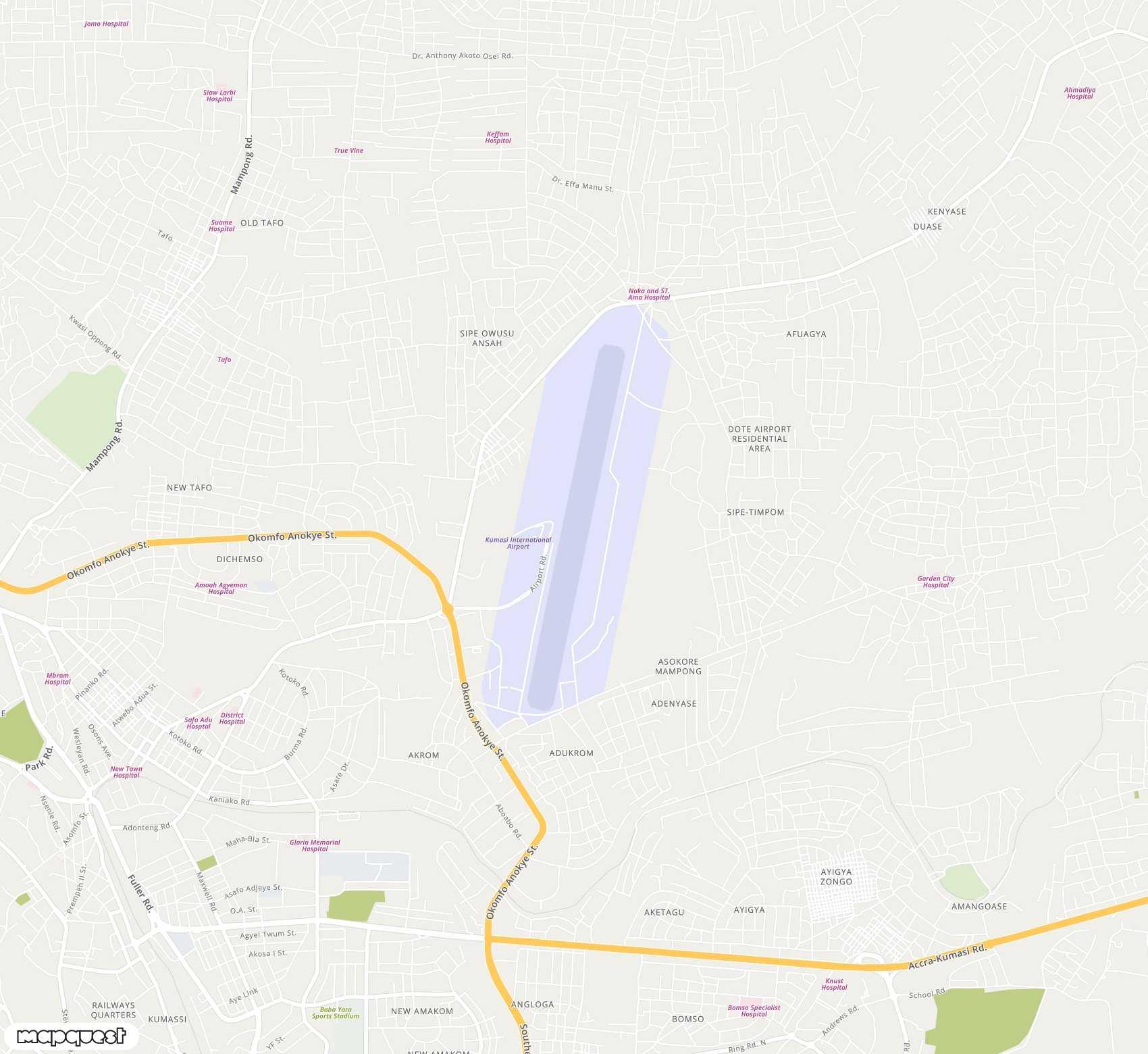 Carte de Kumasi <span>airport (KMS)</span>