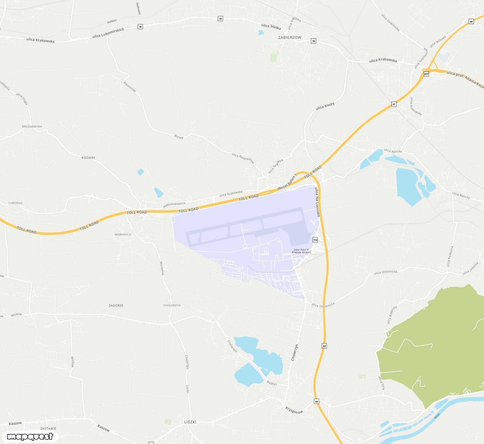 Carte de Kraków John Paul II <span>international airport (KRK)</span>