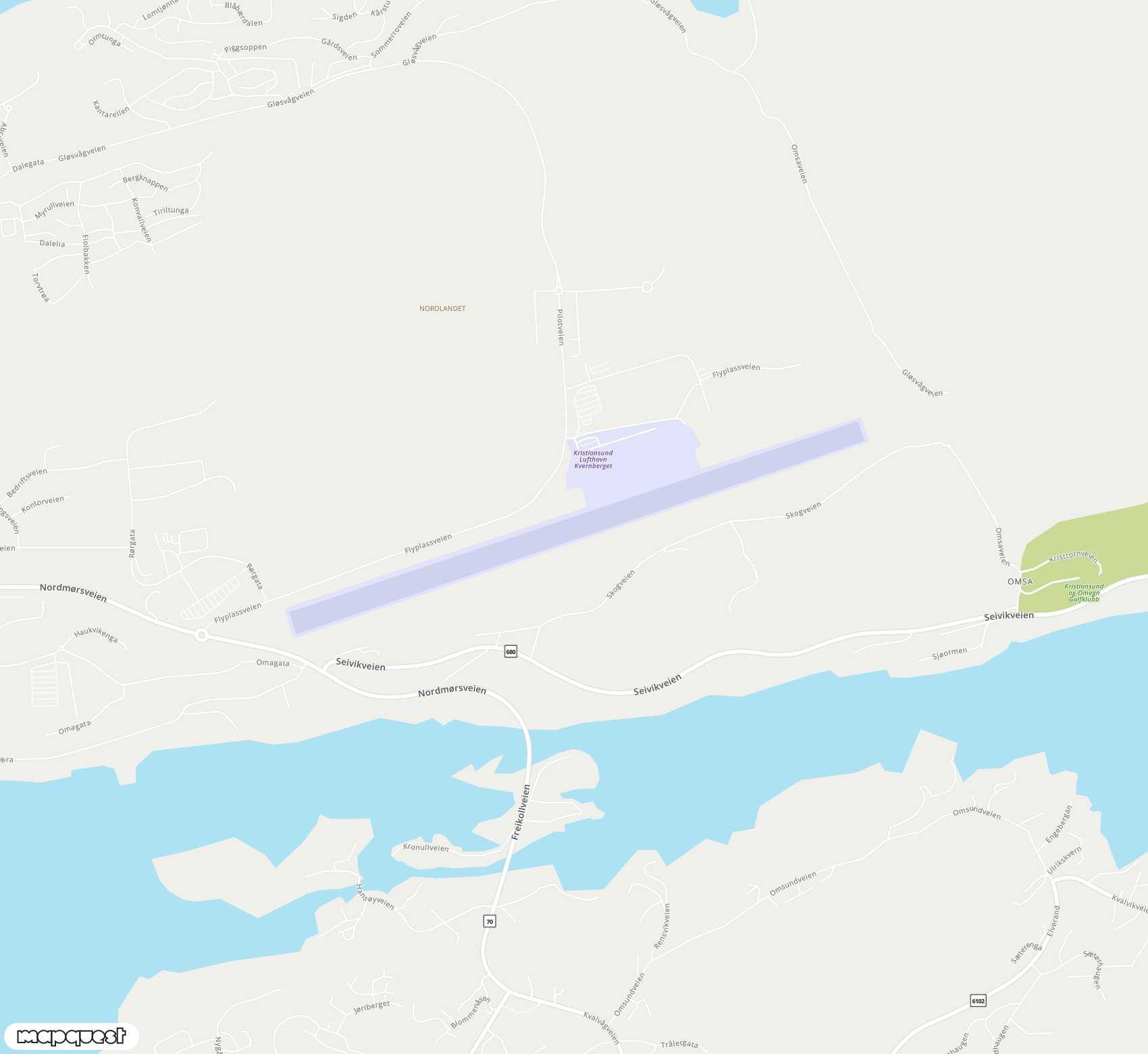 Carte de Kristiansund, Kvernberget <span>airport (KSU)</span>