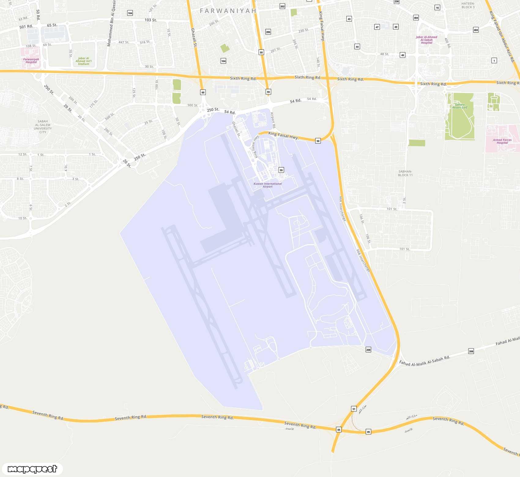 Carte de Kuwait <span>international airport (KWI)</span>