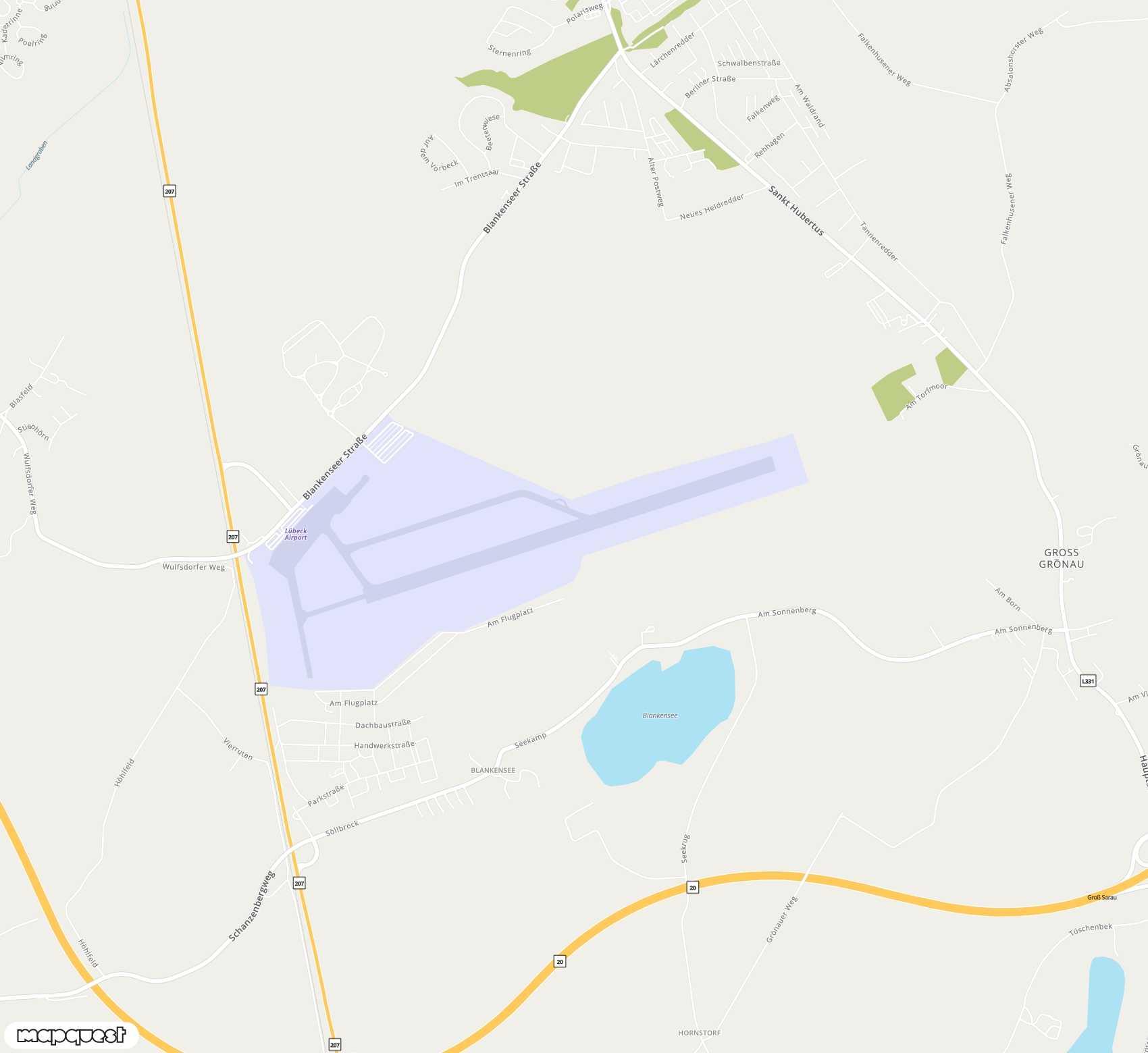 Carte de Lübeck Blankensee <span>airport (LBC)</span>