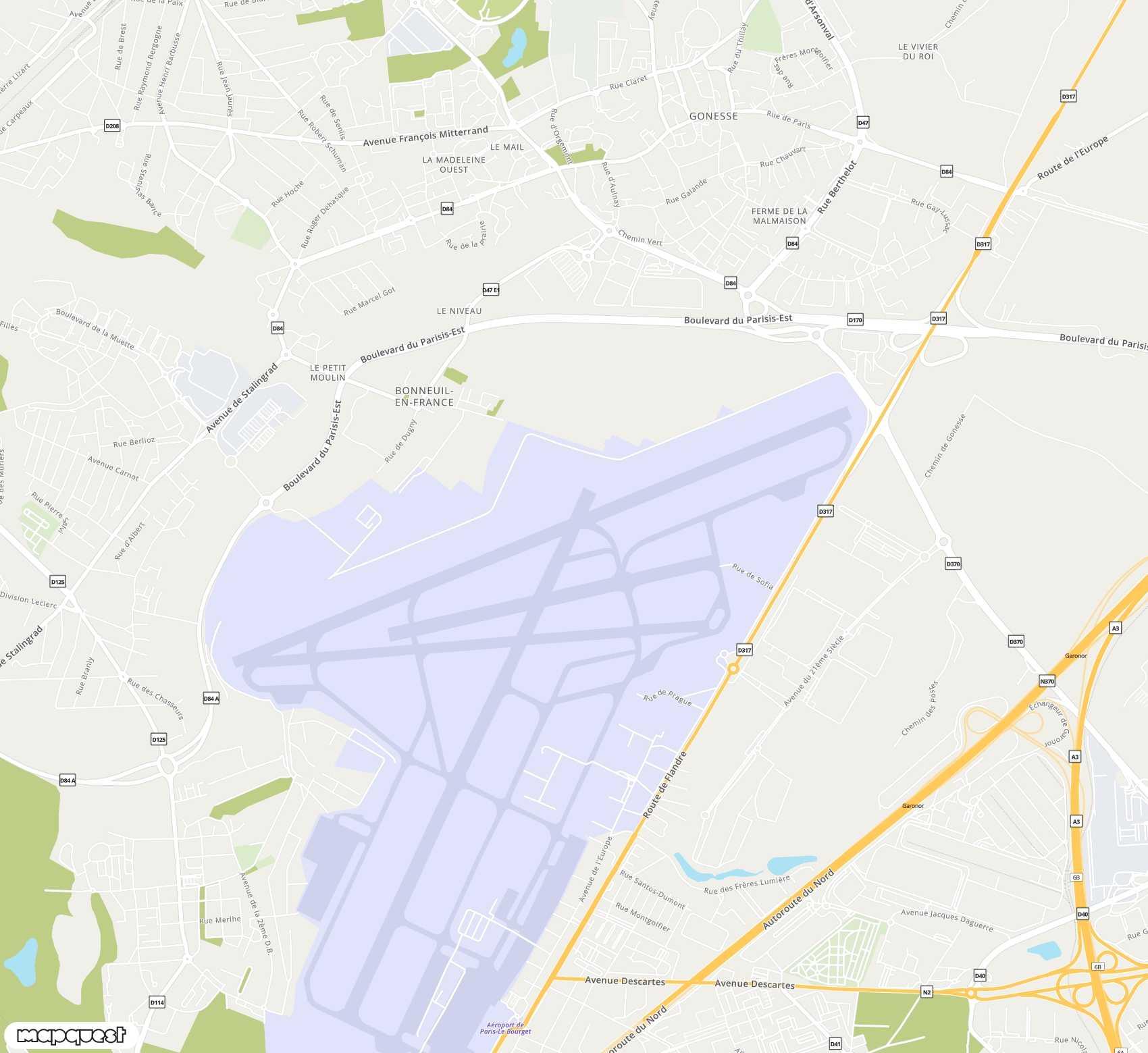 Carte de <span>Aéroport de </span>Paris-Le Bourget<span>(LBG)</span>