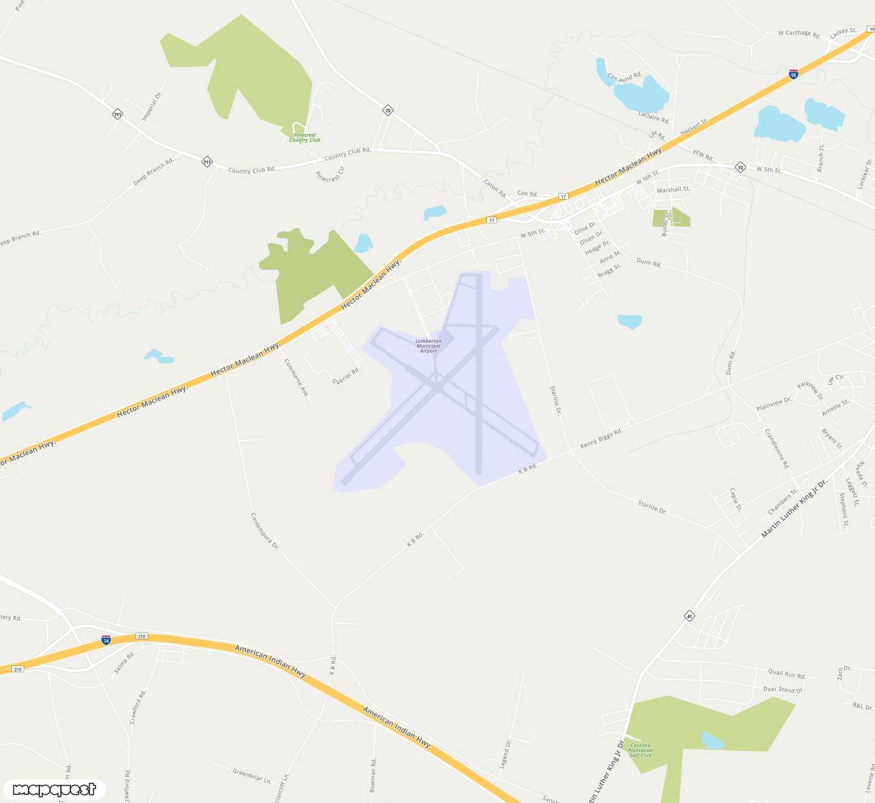 Carte de Lumberton Regional <span>airport (LBT)</span>