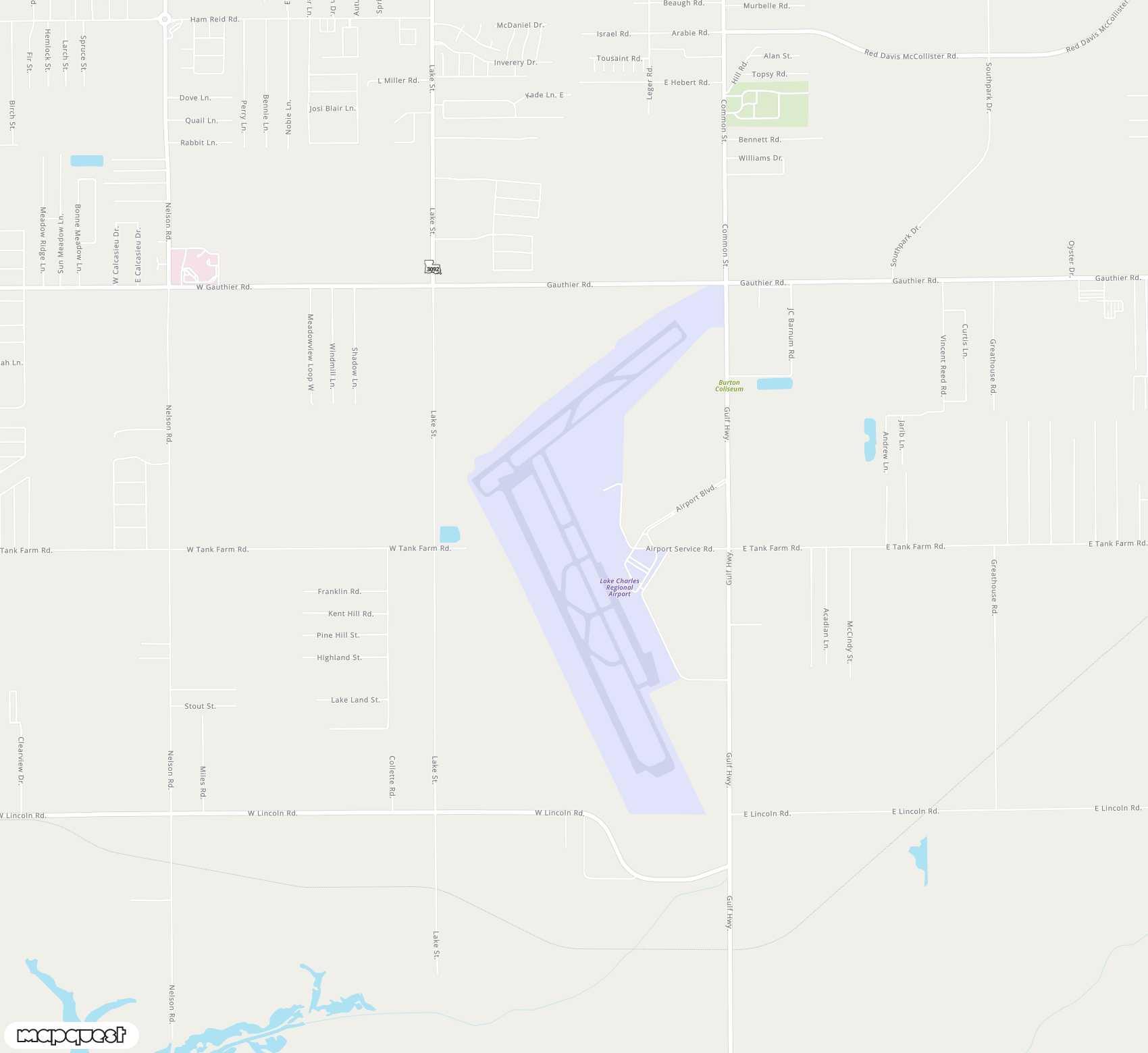 Carte de <span>Aéroport de </span>Lake Charles Regional<span>(LCH)</span>
