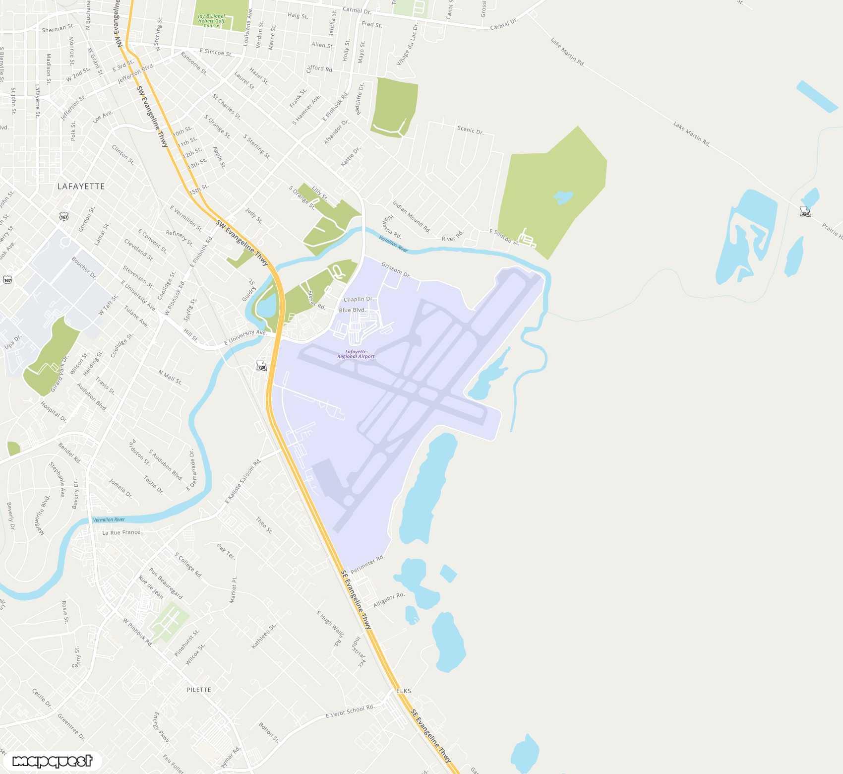 Carte de Lafayette Regional <span>airport (LFT)</span>