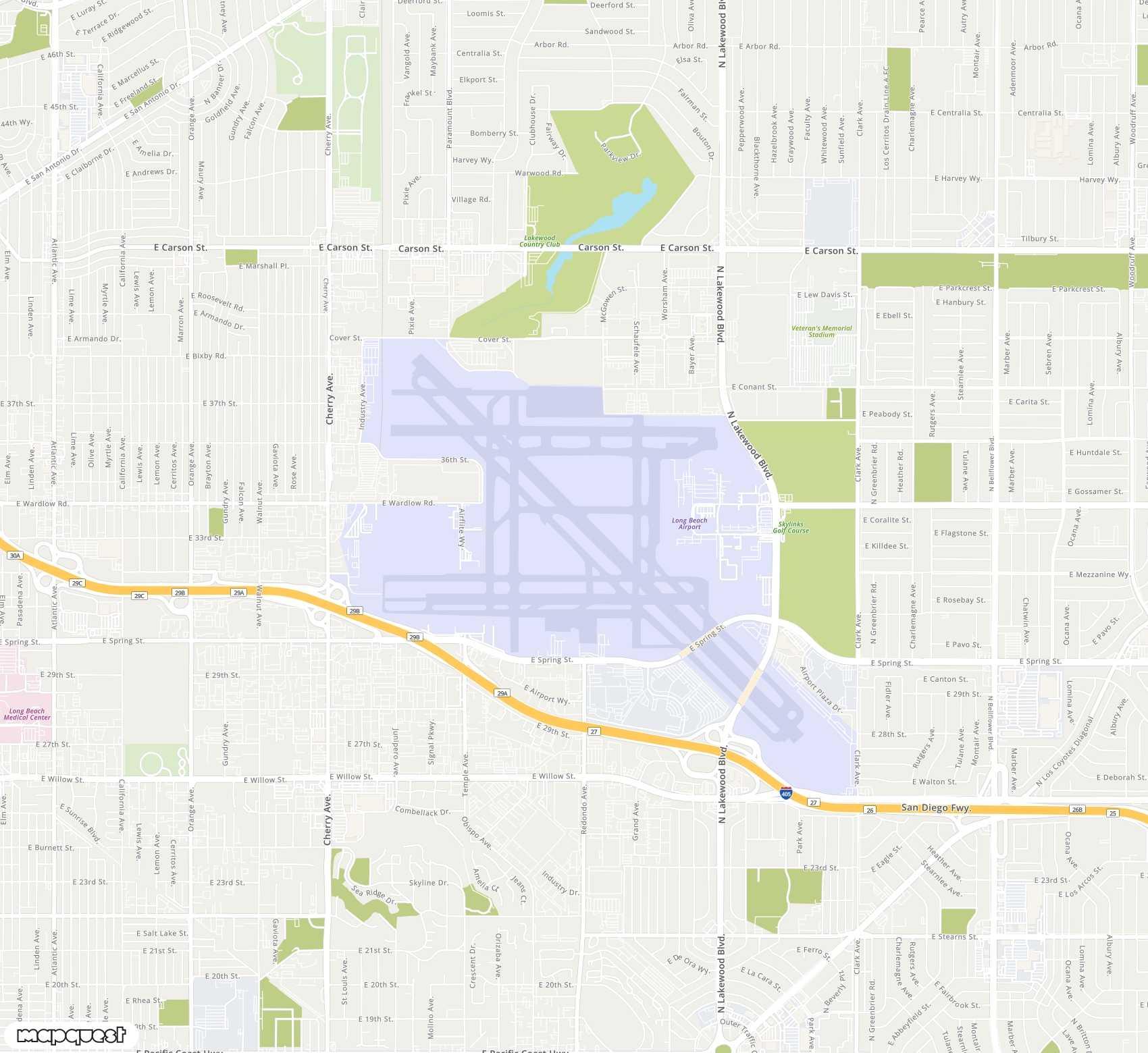 Carte de <span>Aéroport de </span>Long Beach (Daugherty Field)<span>(LGB)</span>