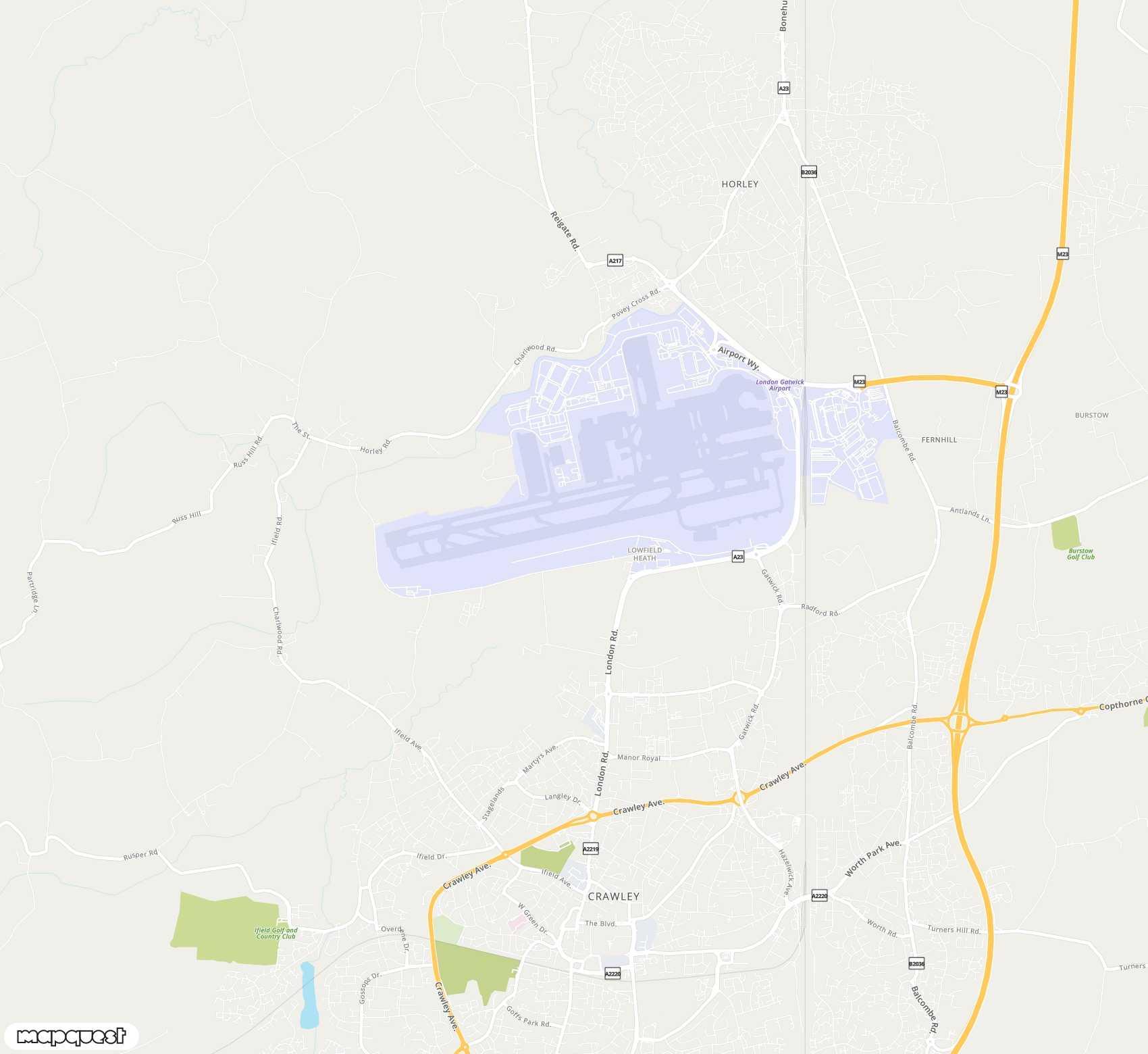 Carte de London Gatwick <span>international airport (LGW)</span>