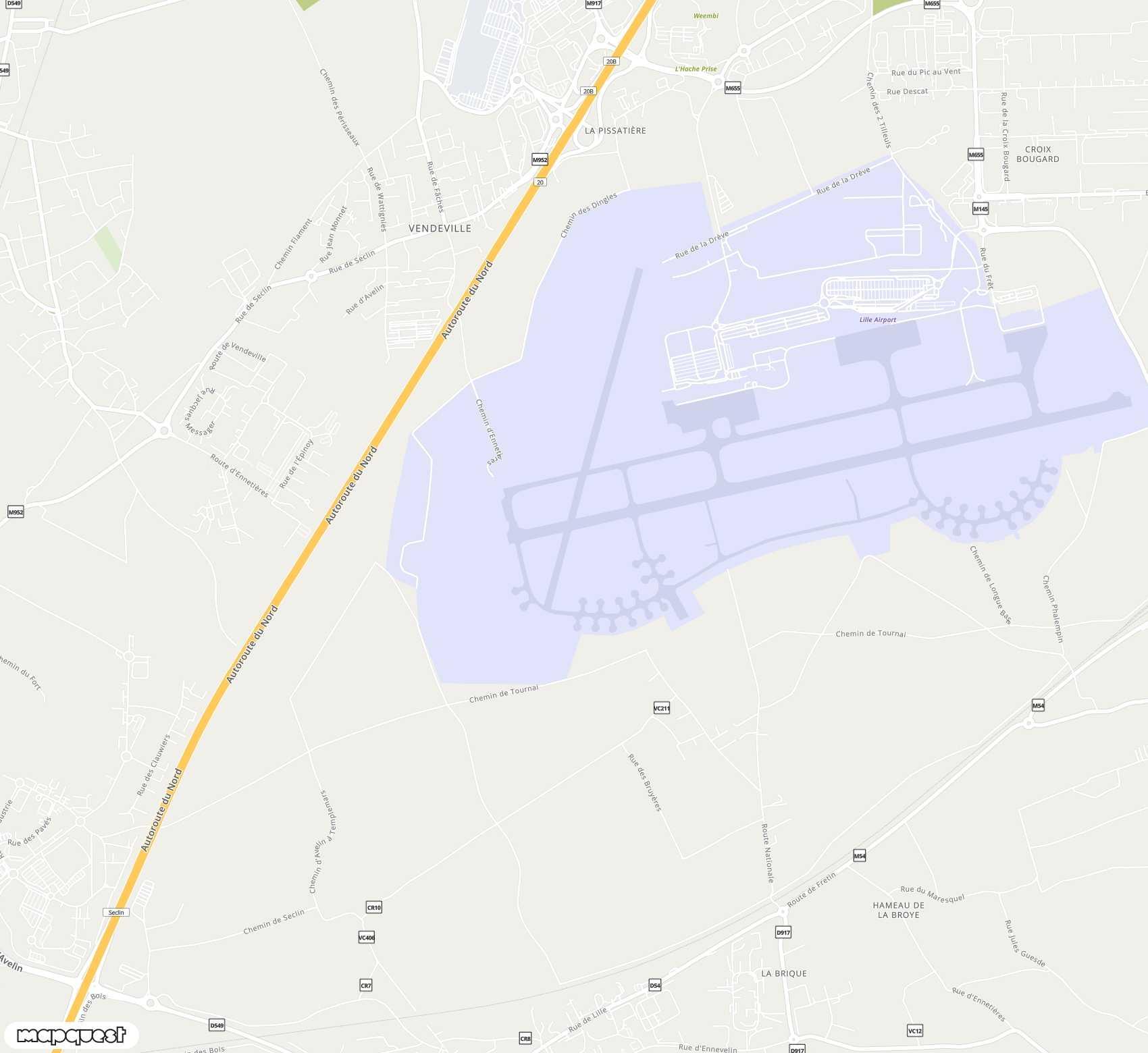 Carte de Lille-Lesquin <span>airport (LIL)</span>