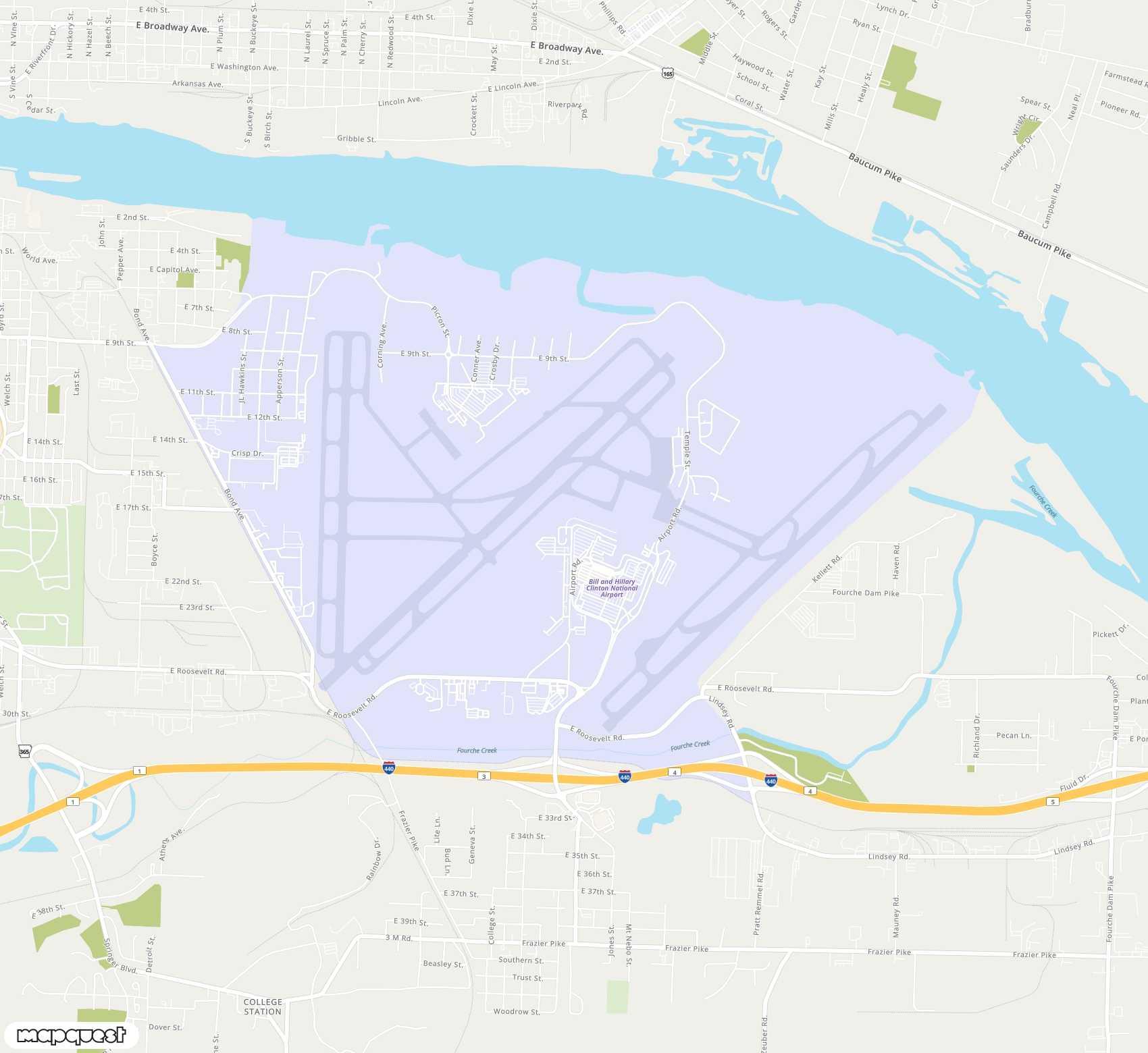 Carte de <span>Aéroport de </span>Bill & Hillary Clinton National/Adams Field<span>(LIT)</span>