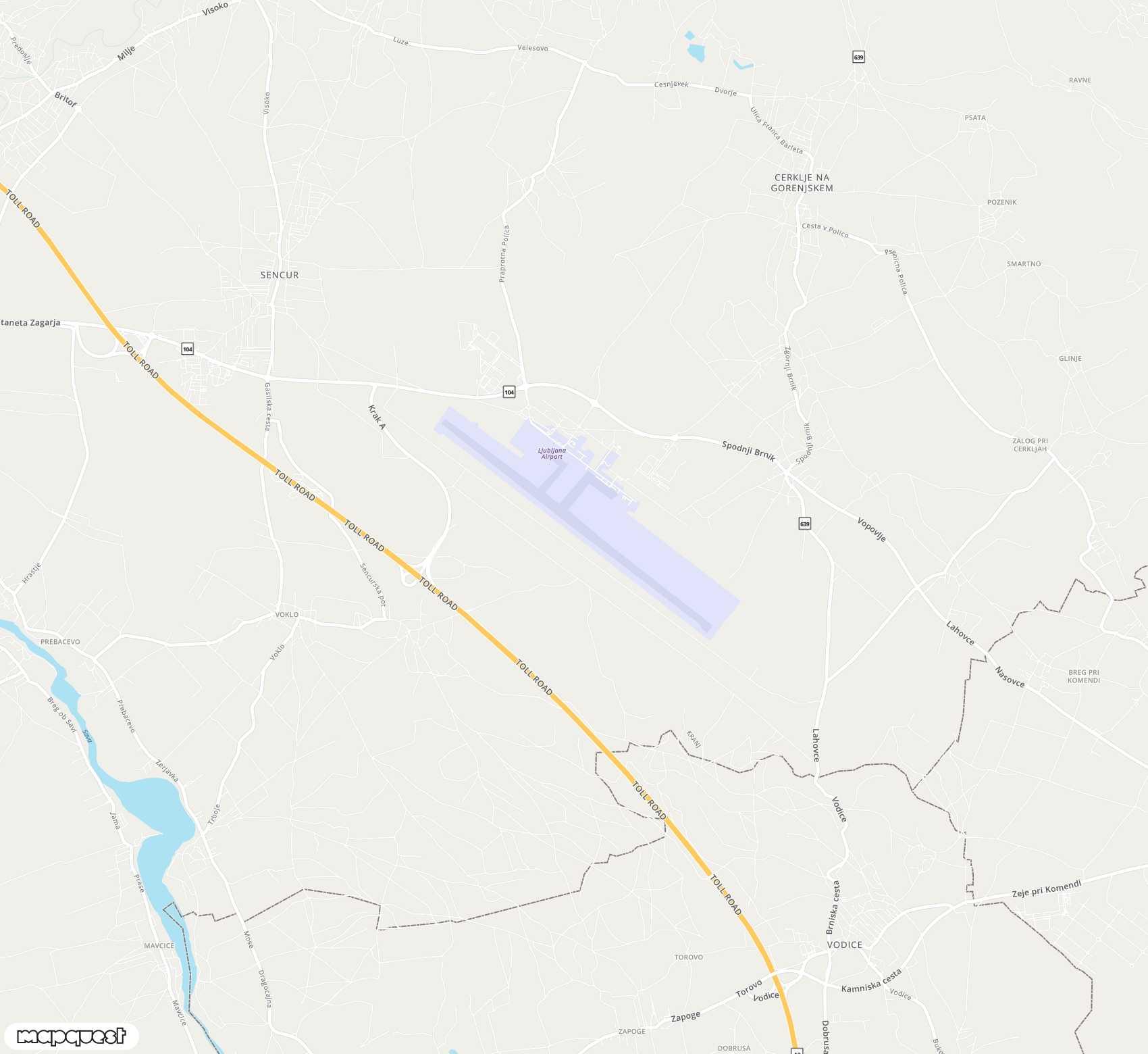 Carte de Ljubljana Joe Pu?nik <span>international airport (LJU)</span>