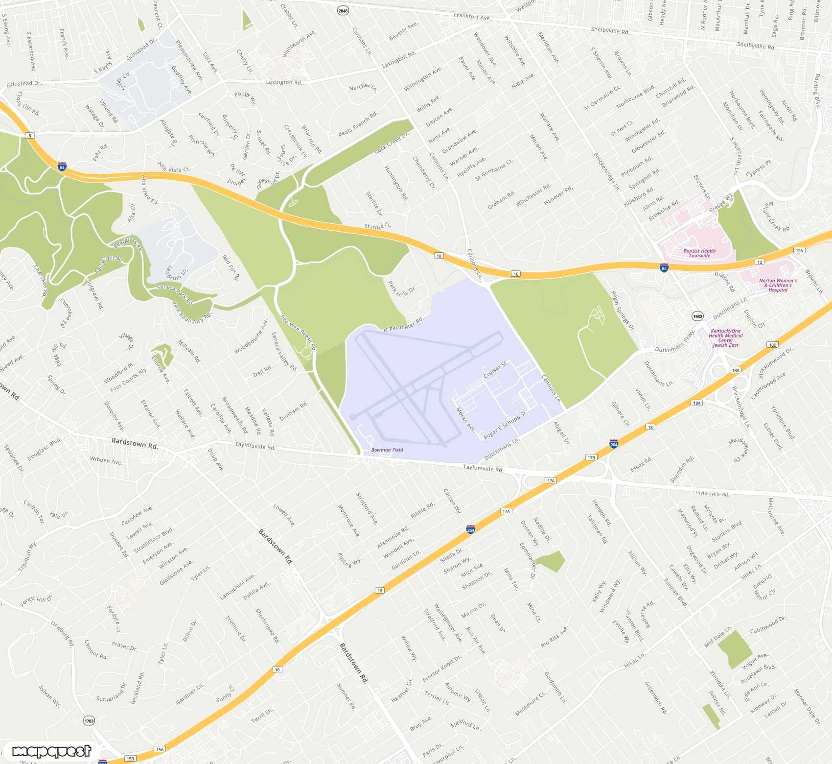 Carte de <span>Aéroport de </span>Bowman Field<span>(LOU)</span>