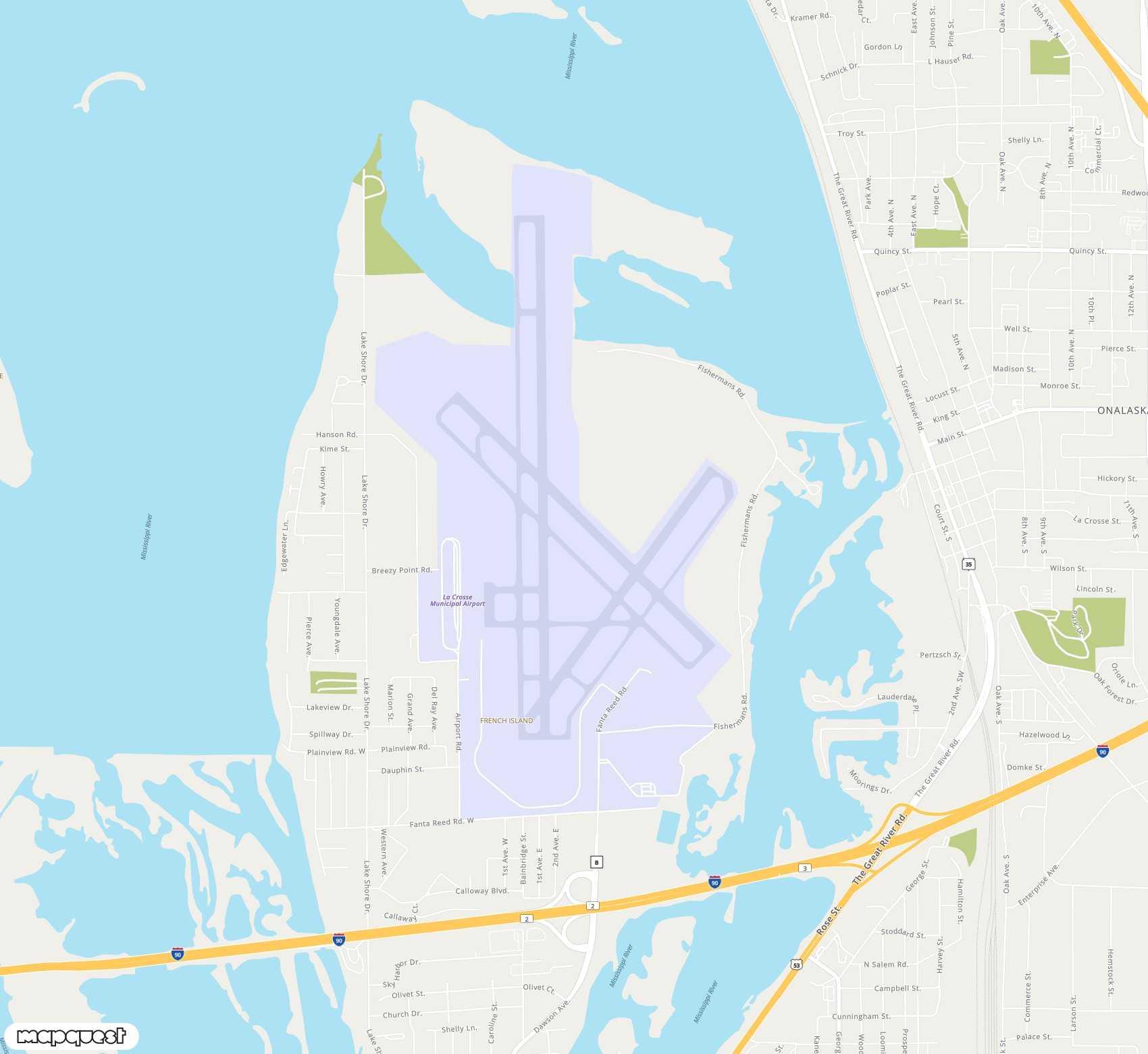Carte de La Crosse Municipal <span>airport (LSE)</span>