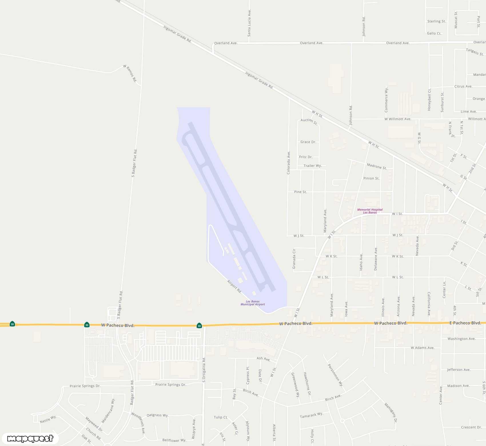 Carte de <span>Aérodrome de </span>Los Banos Municipal<span>(LSN)</span>