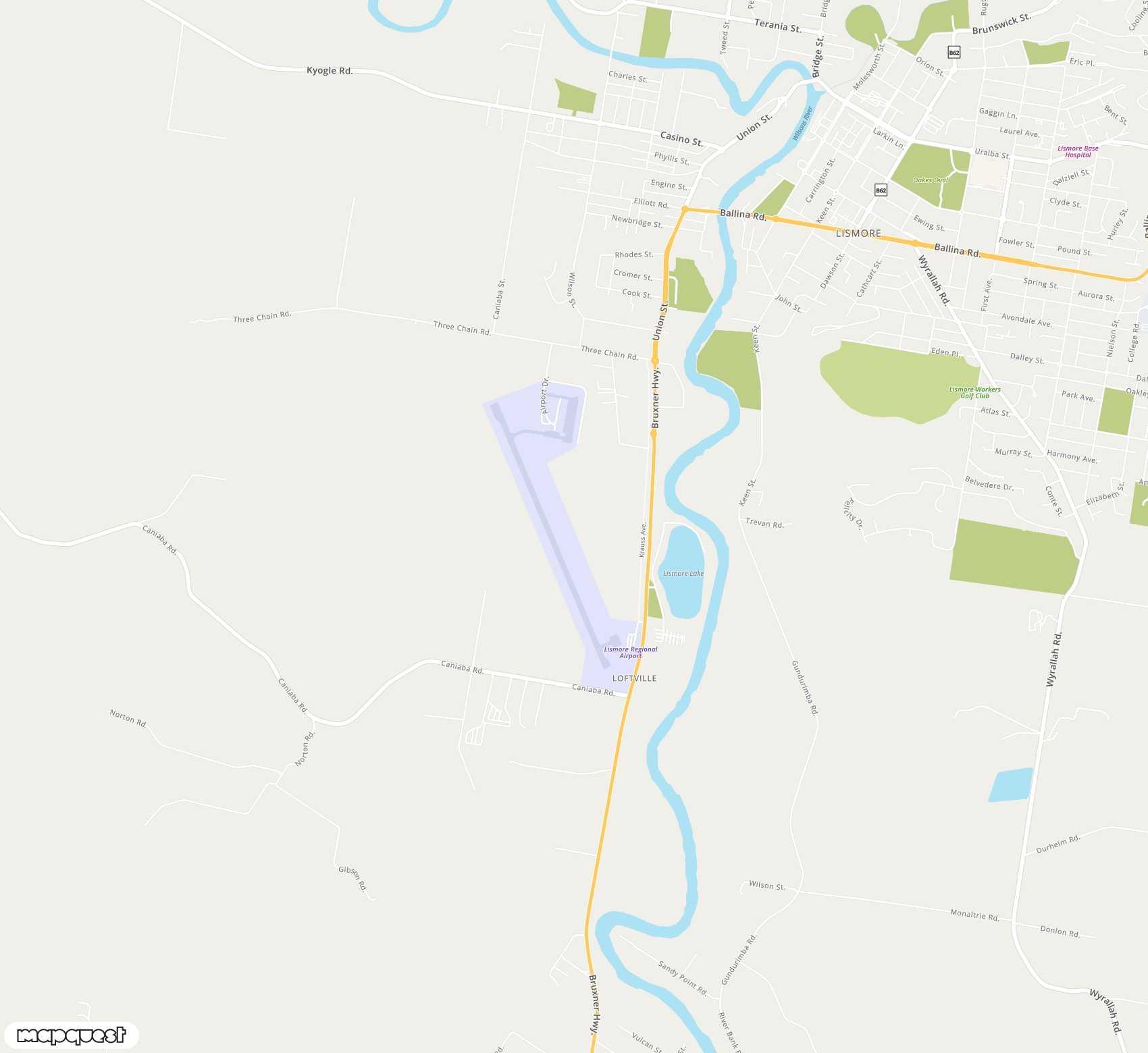 Carte de Lismore <span>airport (LSY)</span>