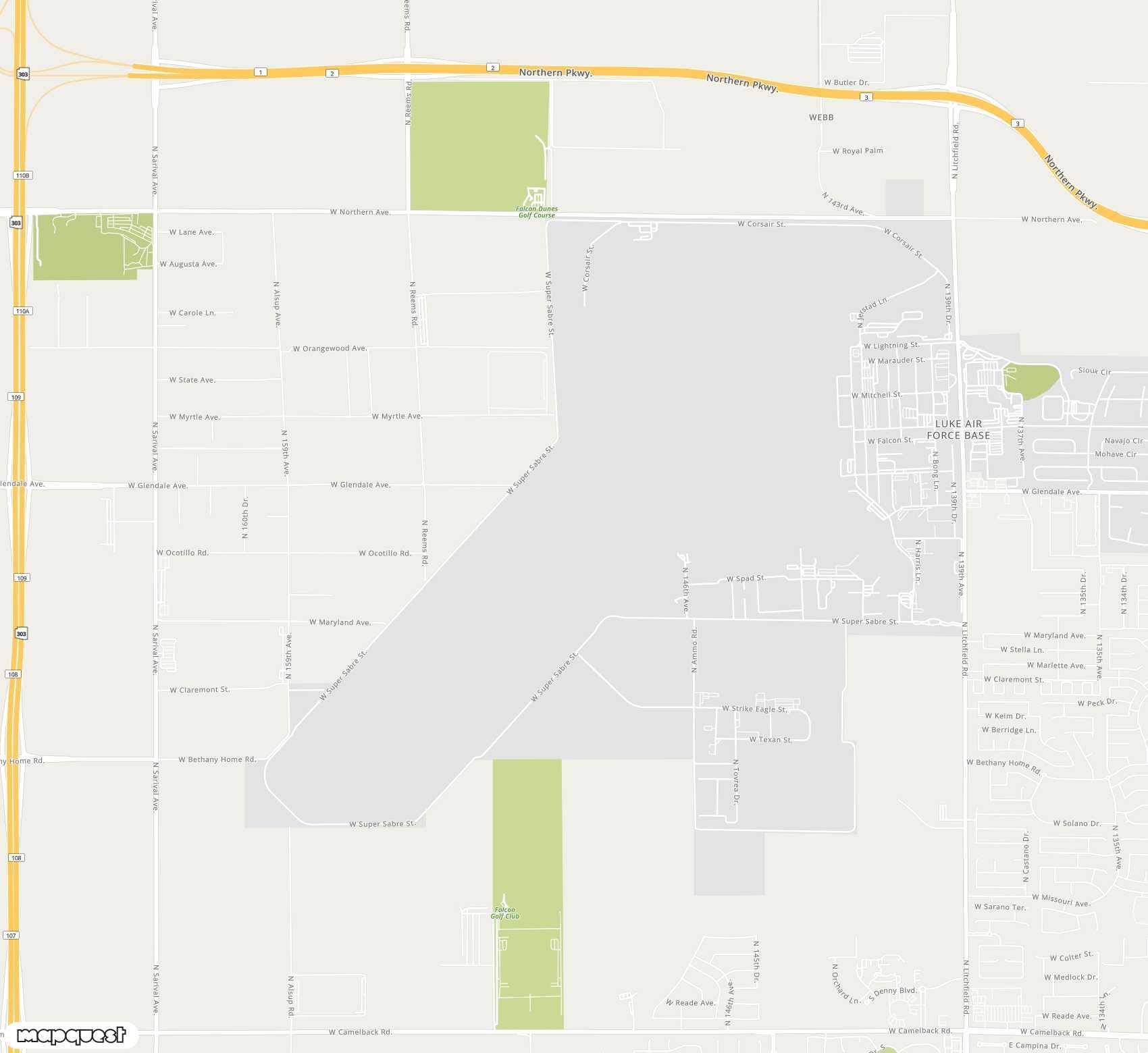 Carte de Luke Air Force Base <span>airport (LUF)</span>