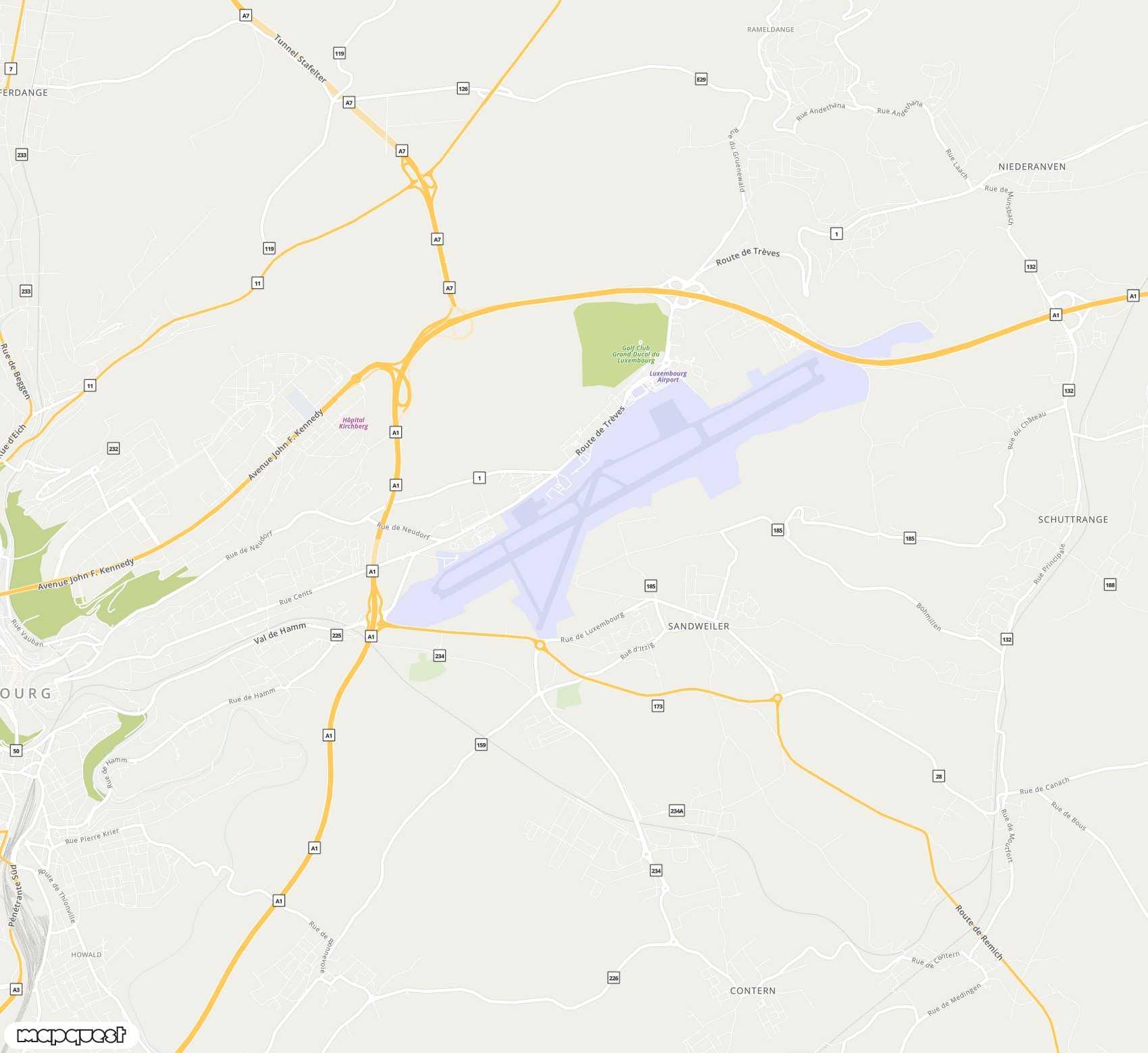 Carte de Luxembourg-Findel <span>international airport (LUX)</span>